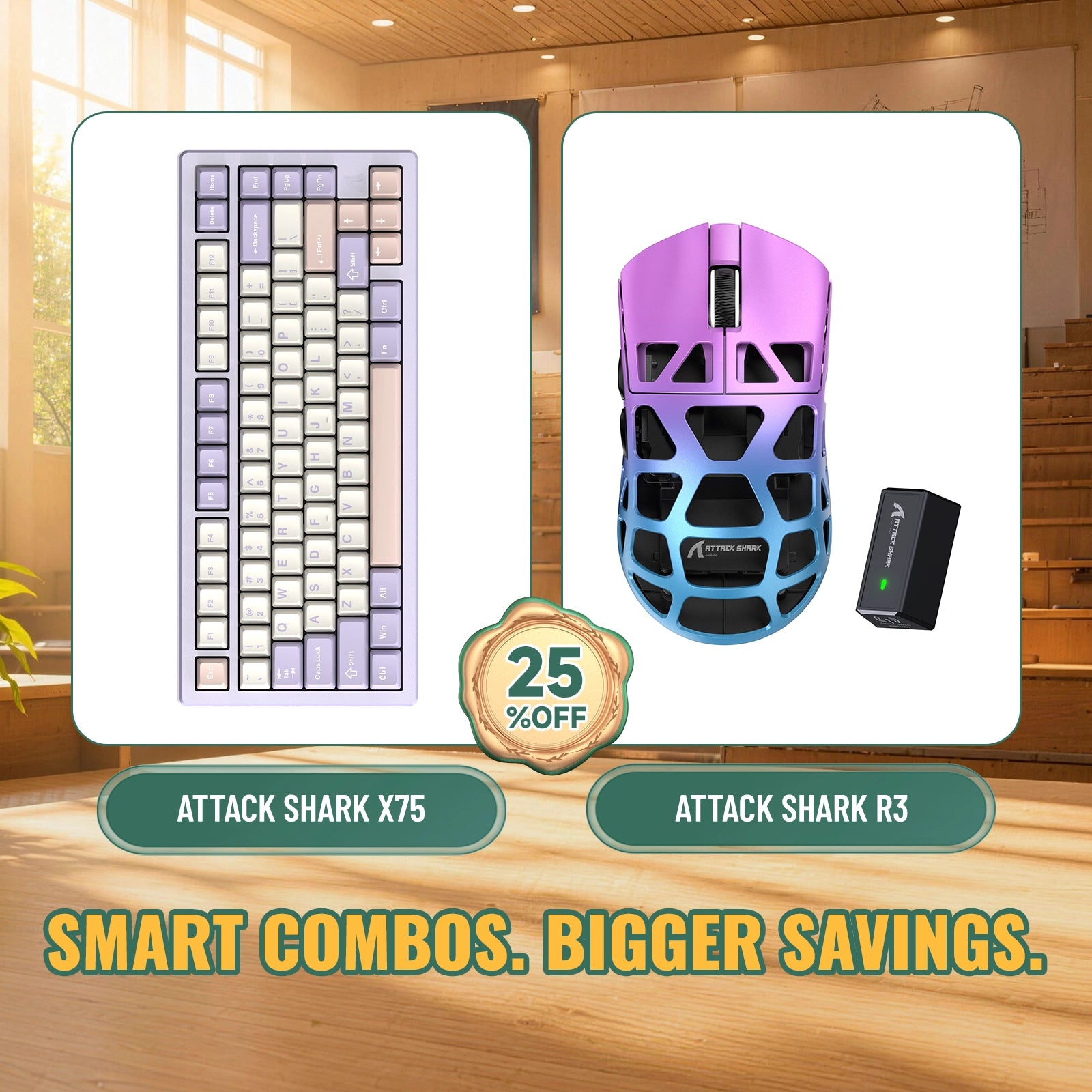 ATTACK SHARK X75 Full Aluminum Keyboard + R3 Magnesium Alloy Gaming Mouse Bundle