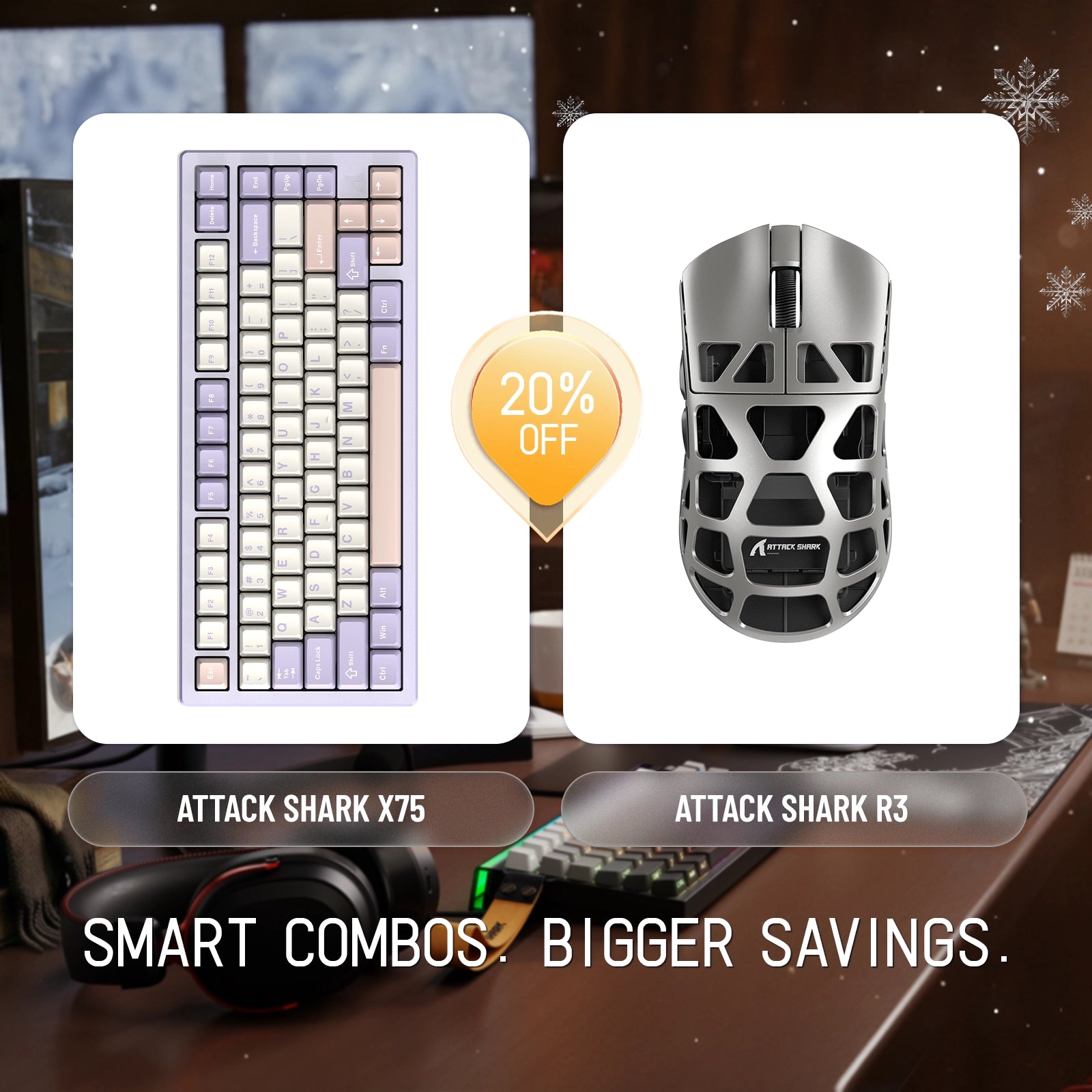 ATTACK SHARK X75 Full Aluminum Keyboard + R3 Magnesium Alloy Gaming Mouse Bundle