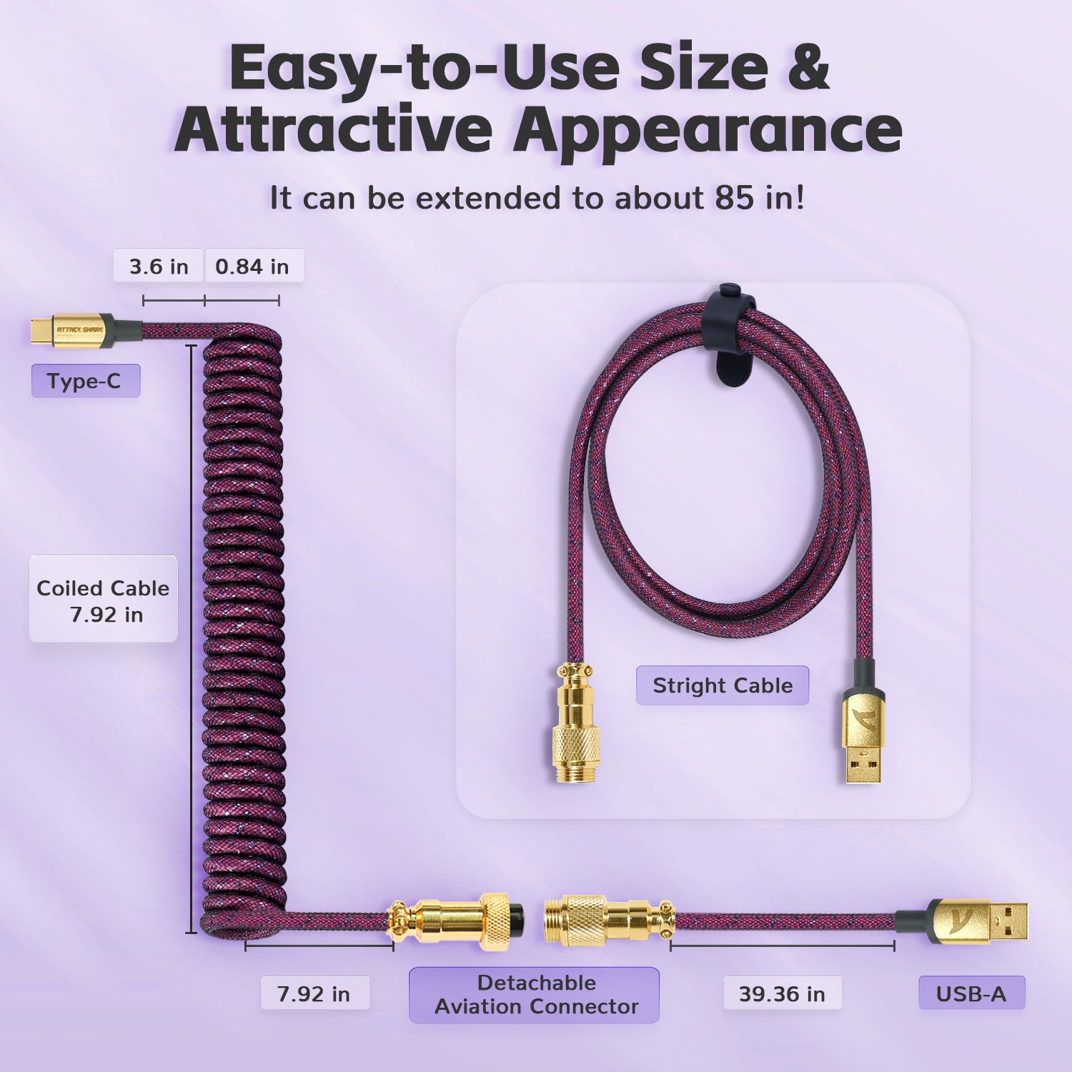 ATTACK SHARK C03 COILED CABLE