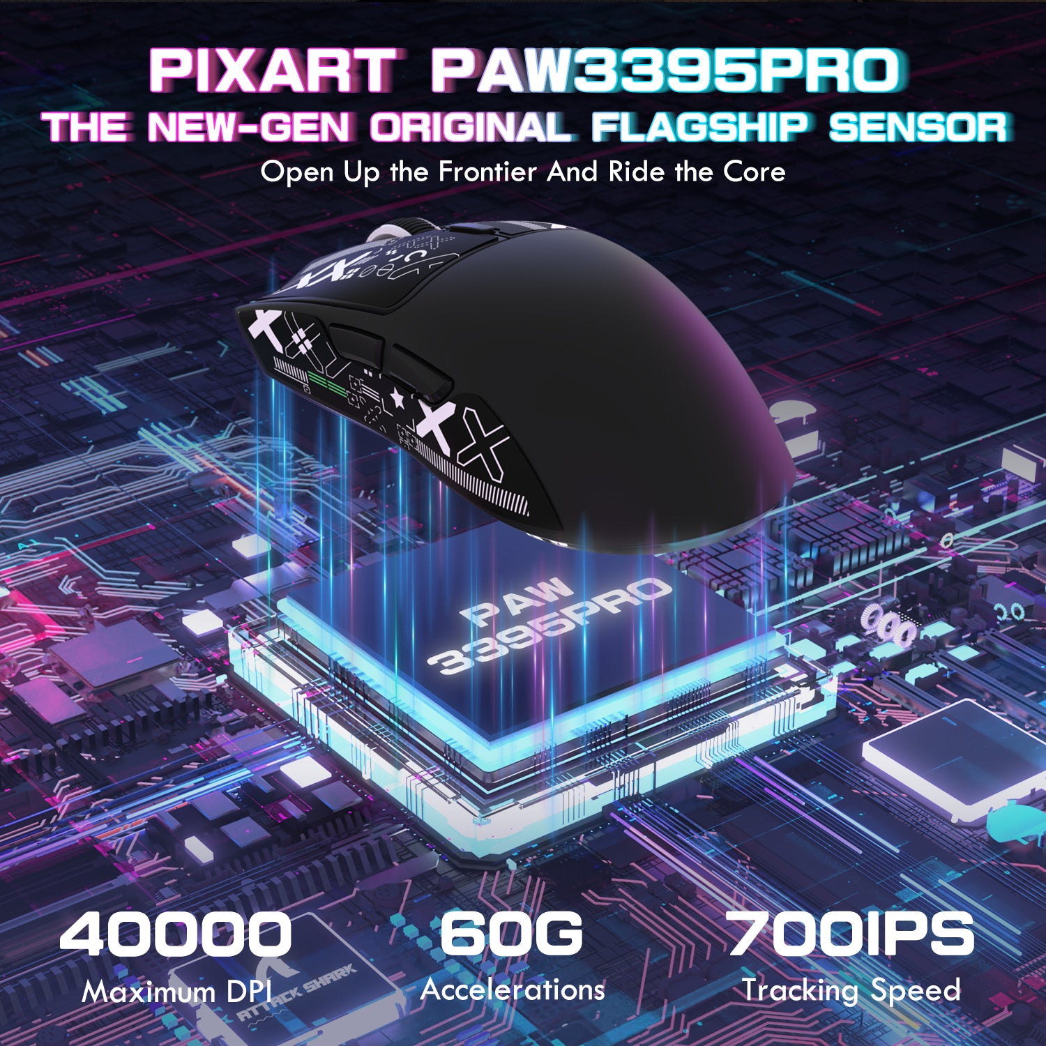 ATTACK SHARK X1 Tri-mode Gaming Mouse With Touchpad RGB Charging Dock PAW3395PRO Sensor