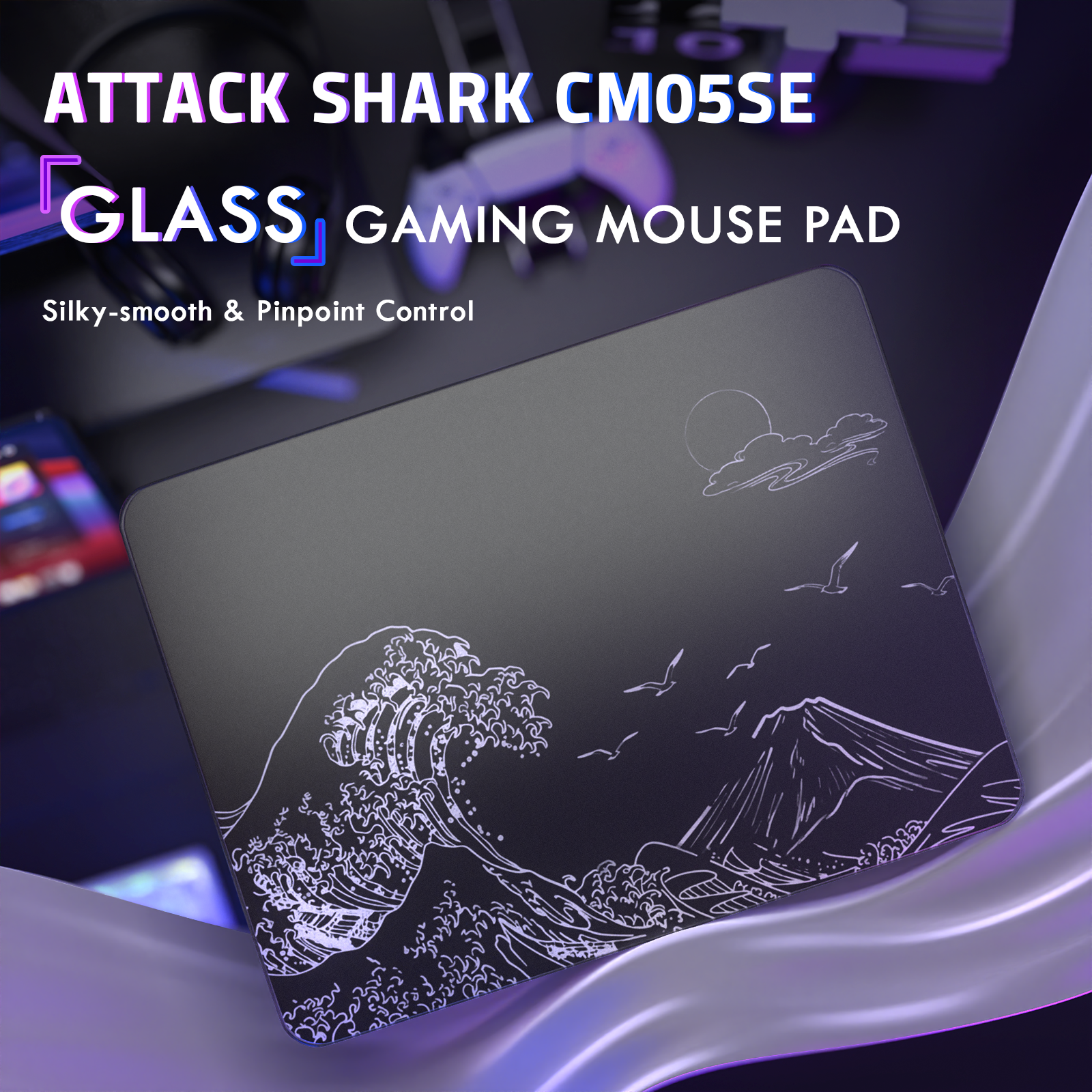 ATTACK SHARK CM05 Tempered Glass Gaming Mouse Pad