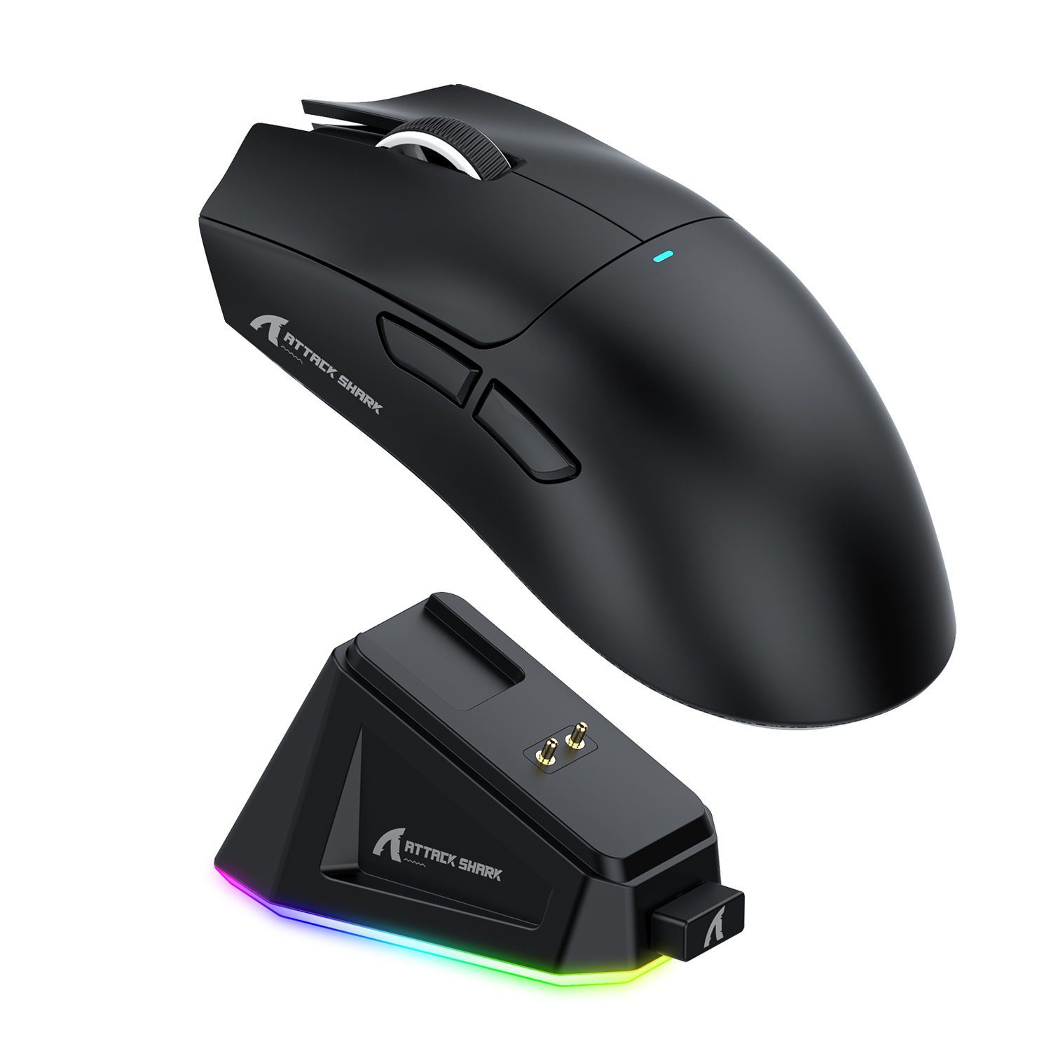 Black Attack Shark X11 Wireless Gaming Mouse with RGB charging dock