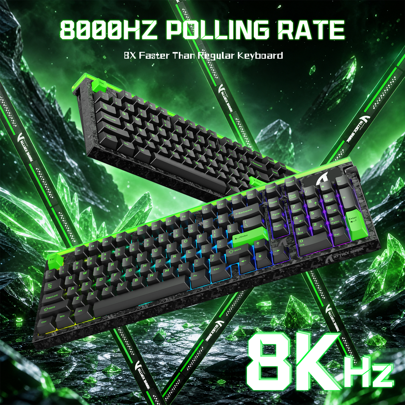 ATTACK SHARK R98 HE Carbon Fiber Wired Rapid Trigger Magnetic Switch Keyboard With C01 Ultra RGB Coiled Cable