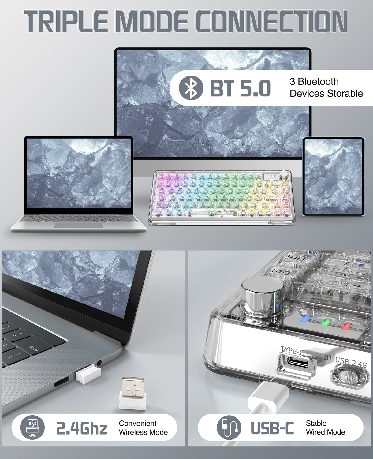 ATTACK SHARK K75 Pro Transparent Mechanical Keyboard