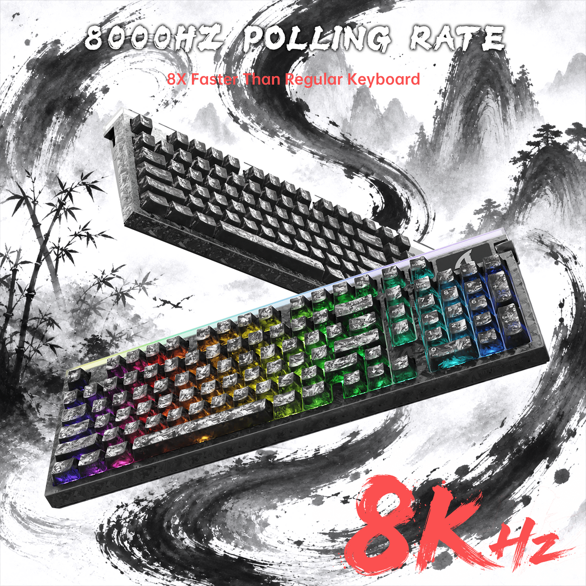 ATTACK SHARK R98 HE Carbon Fiber Wired Rapid Trigger Magnetic Switch Keyboard With C01 Ultra RGB Coiled Cable