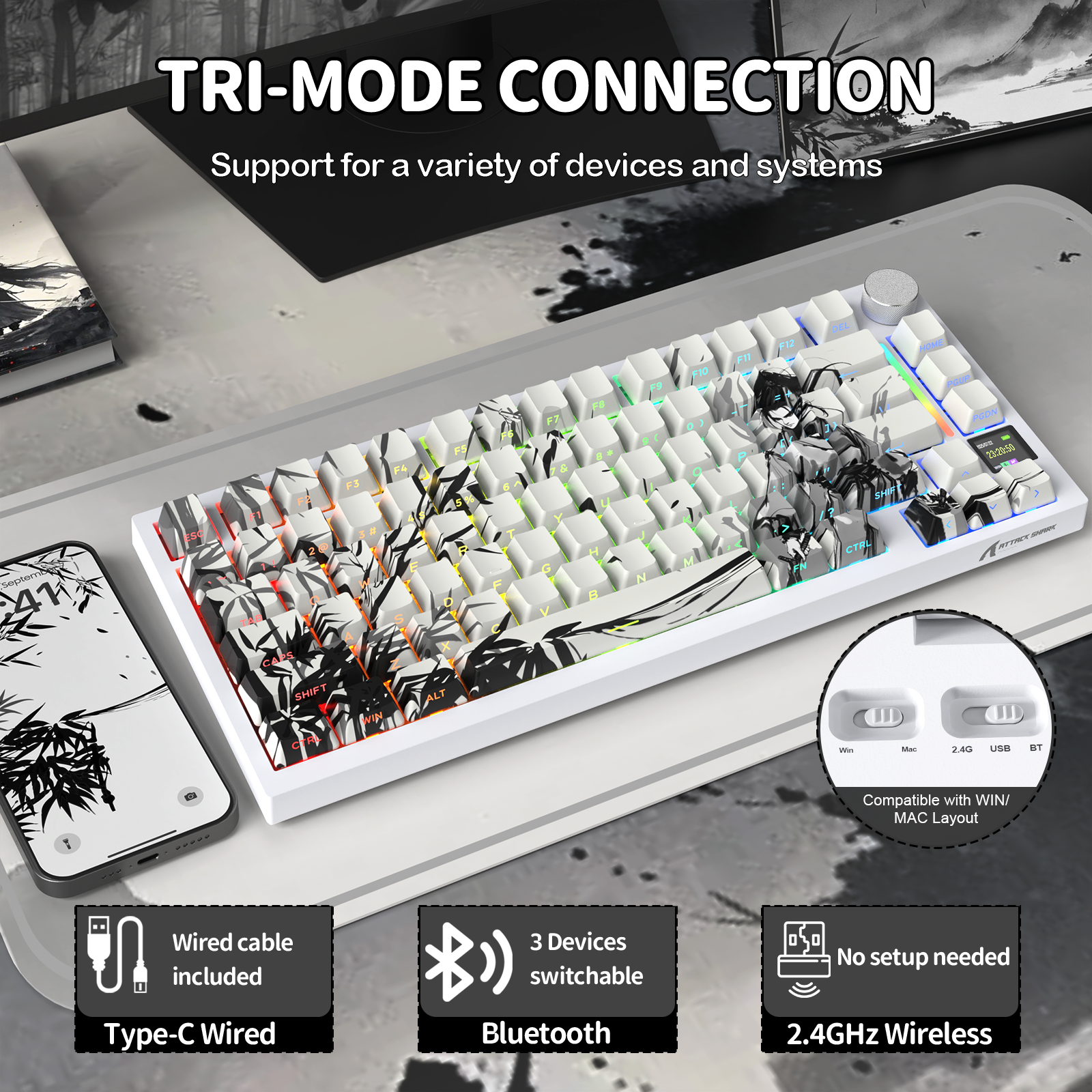 ATTACK SHARK X820Ultra Tri-mode Gasket Mechanical Keyboard