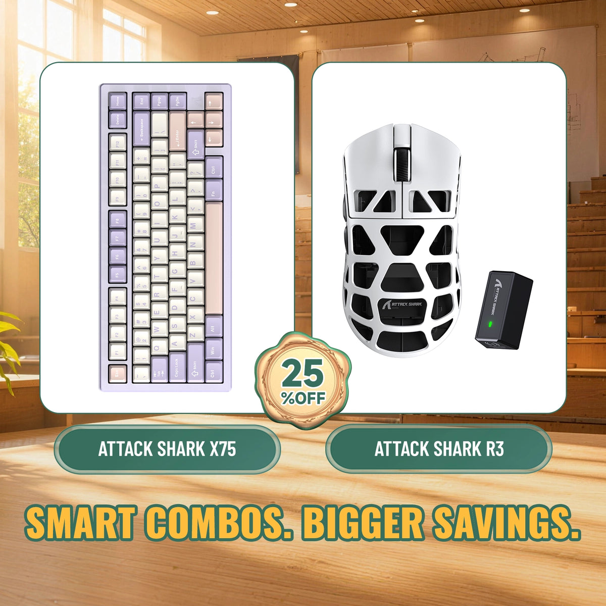 ATTACK SHARK X75 Full Aluminum Keyboard + R3 Magnesium Alloy Gaming Mouse Bundle