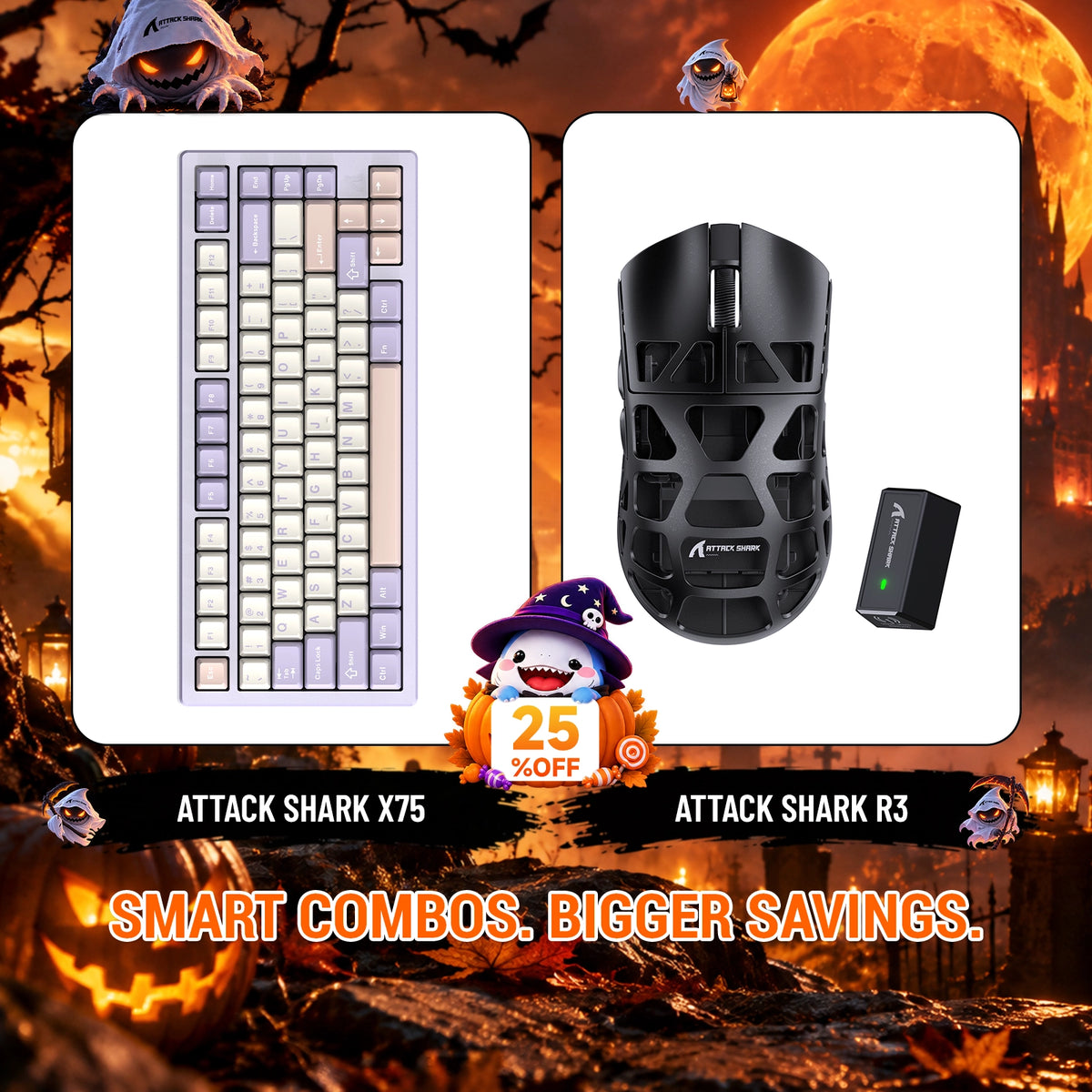 ATTACK SHARK X75 Full Aluminum Keyboard + R3 Magnesium Alloy Gaming Mouse Bundle