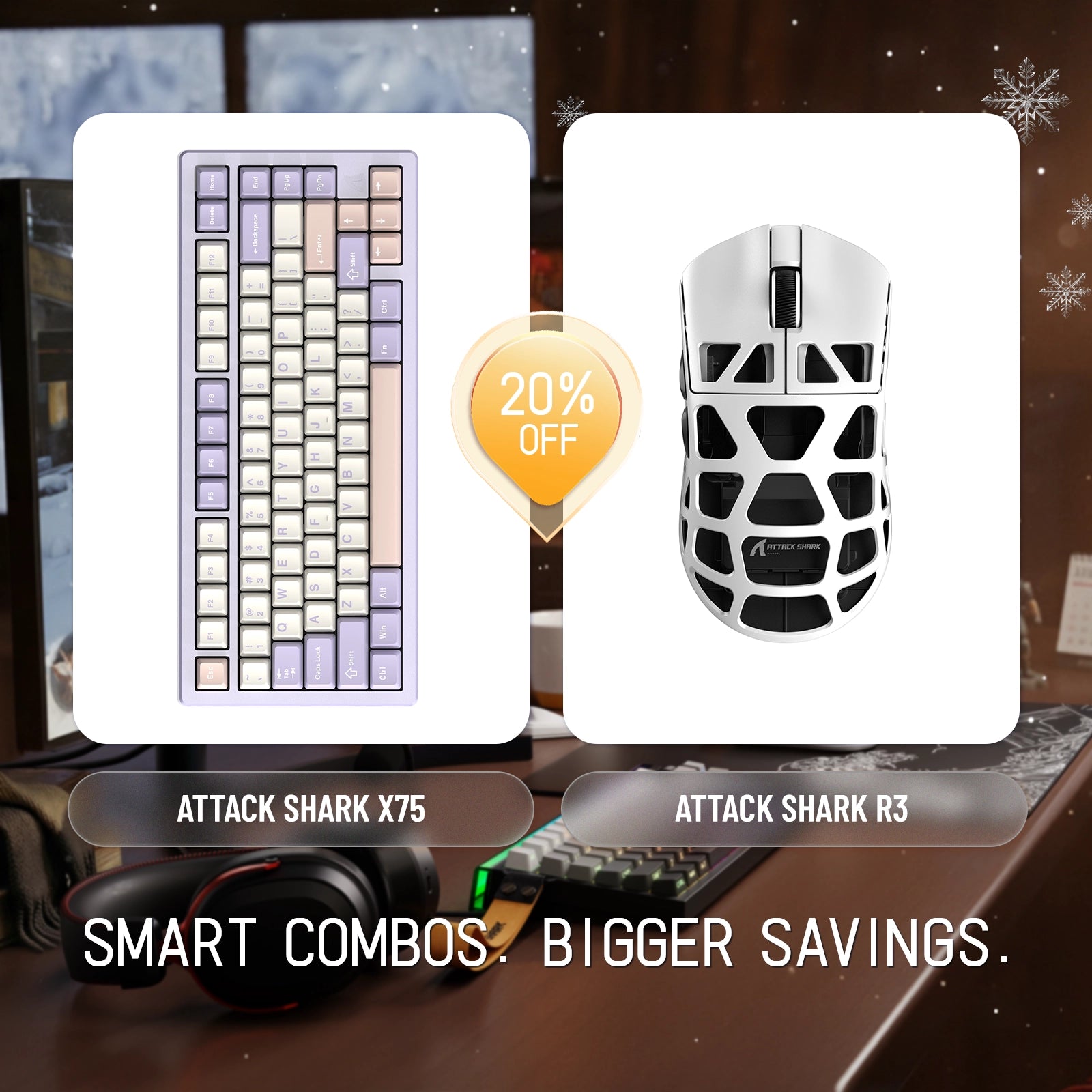 ATTACK SHARK X75 Full Aluminum Keyboard + R3 Magnesium Alloy Gaming Mouse Bundle