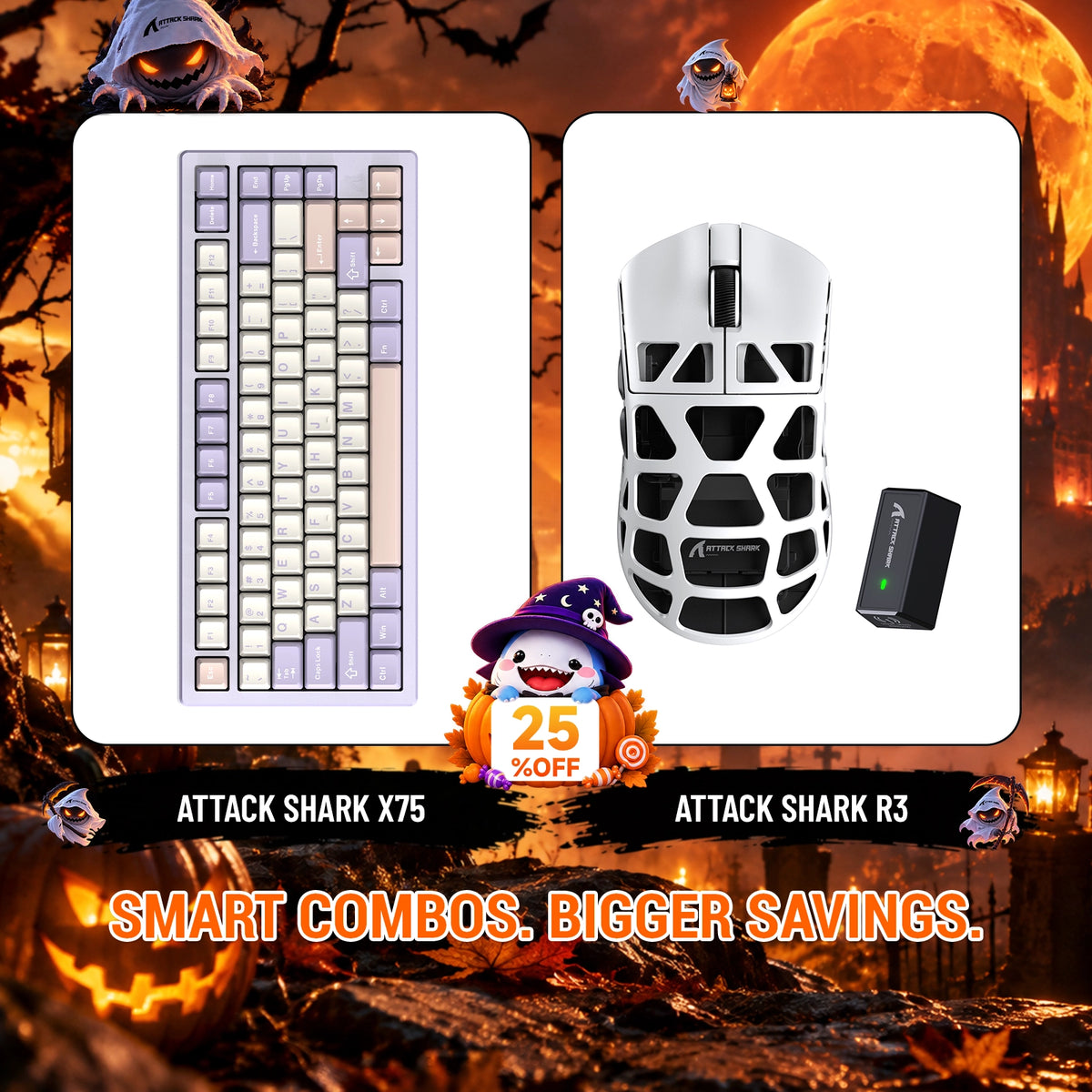 ATTACK SHARK X75 Full Aluminum Keyboard + R3 Magnesium Alloy Gaming Mouse Bundle