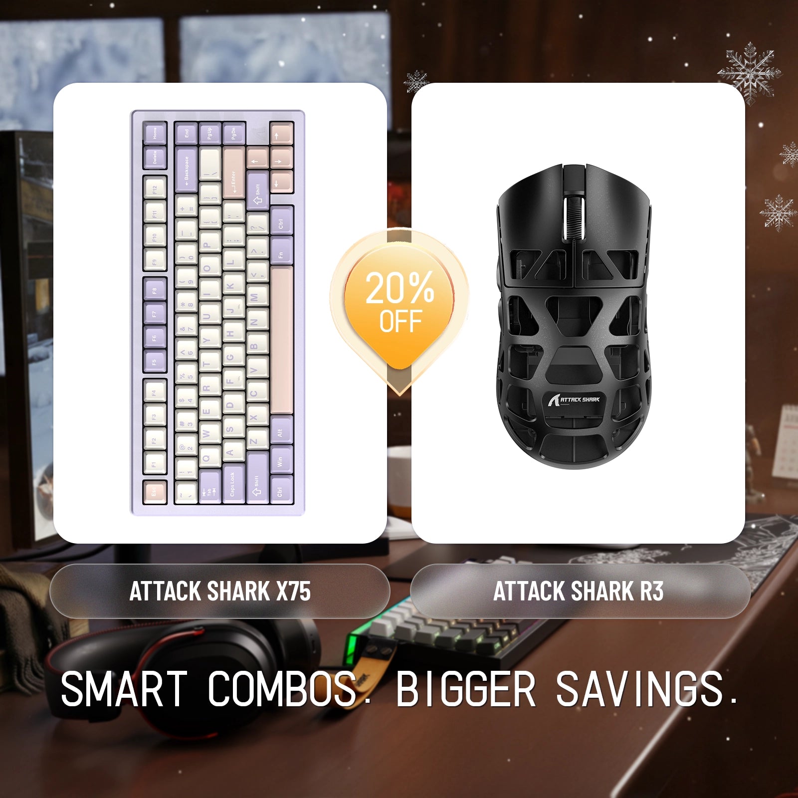 ATTACK SHARK X75 Full Aluminum Keyboard + R3 Magnesium Alloy Gaming Mouse Bundle