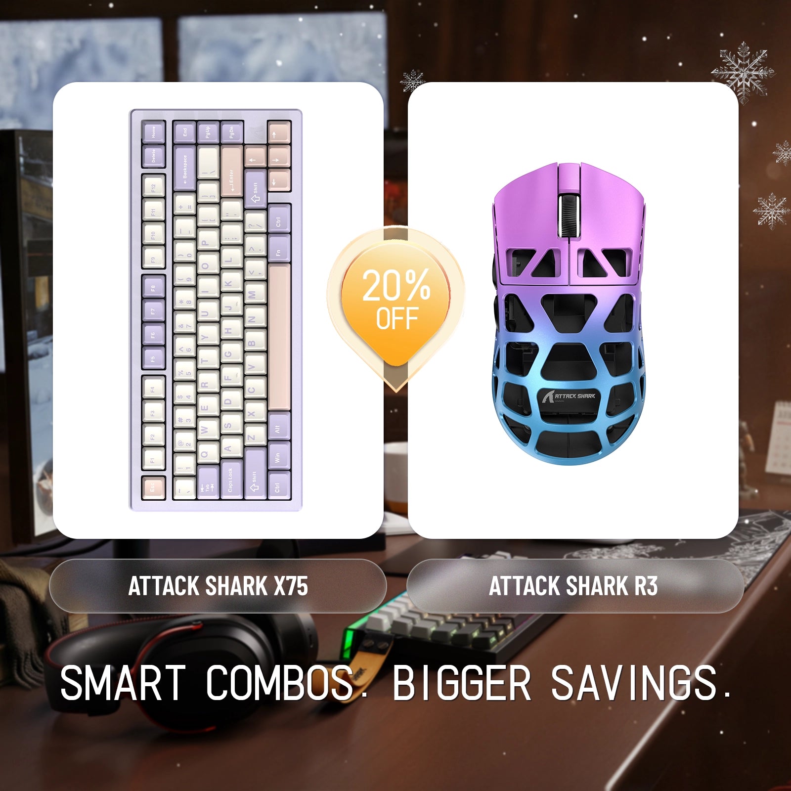 ATTACK SHARK X75 Full Aluminum Keyboard + R3 Magnesium Alloy Gaming Mouse Bundle