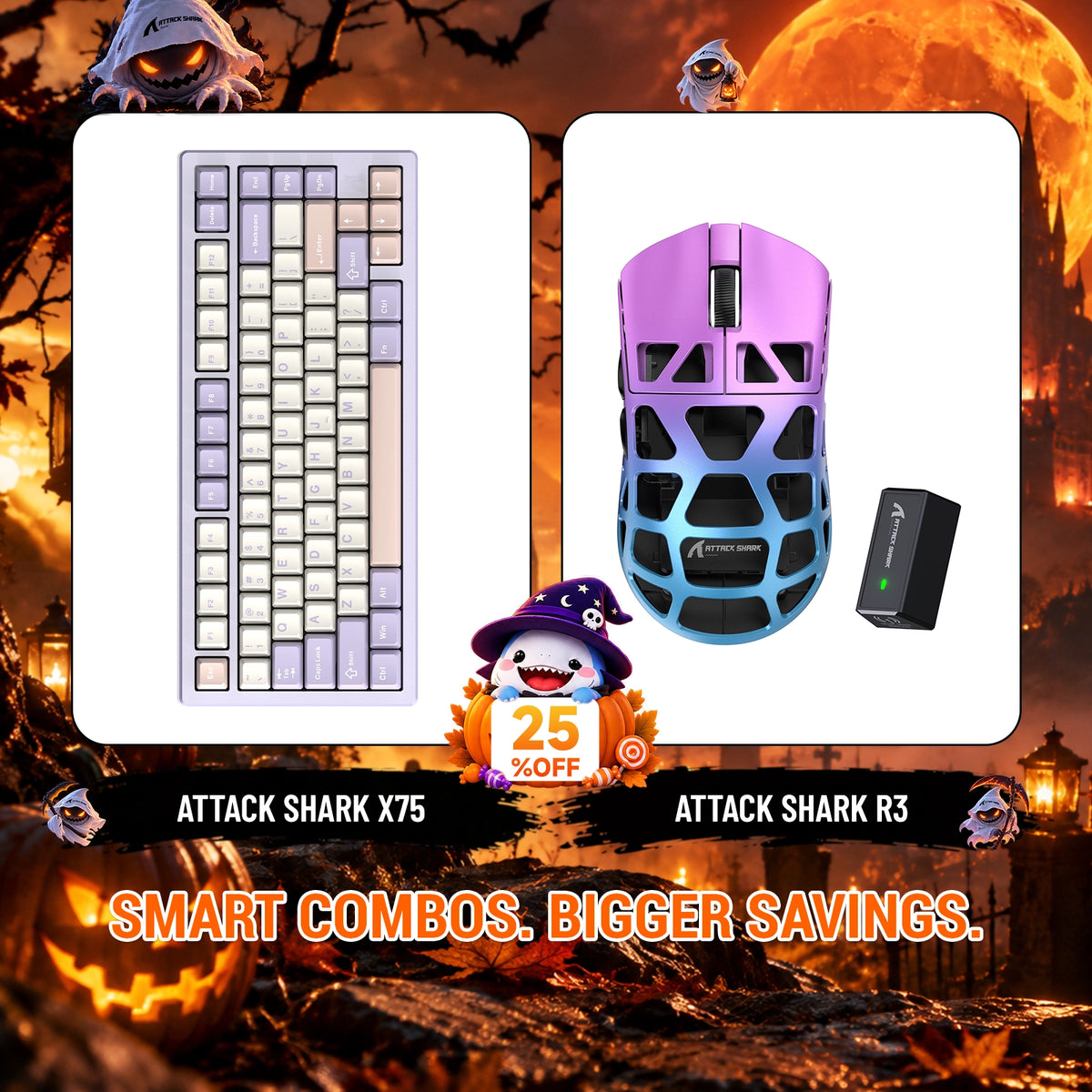 ATTACK SHARK X75 Full Aluminum Keyboard + R3 Magnesium Alloy Gaming Mouse Bundle