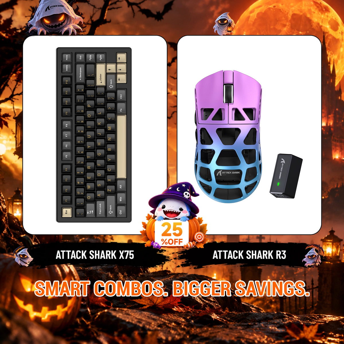 ATTACK SHARK X75 Full Aluminum Keyboard + R3 Magnesium Alloy Gaming Mouse Bundle