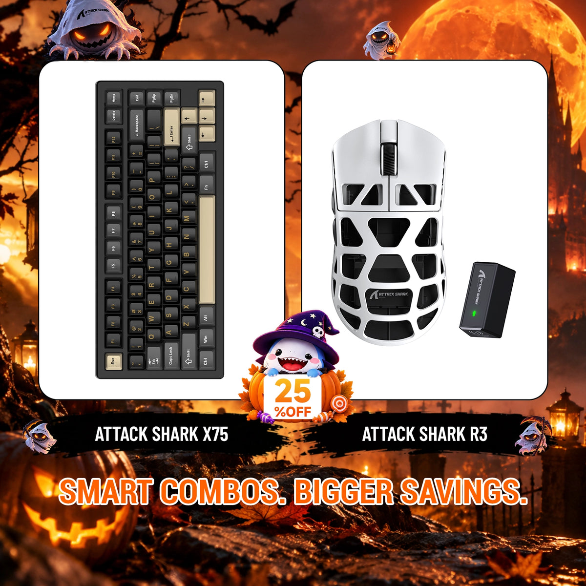 ATTACK SHARK X75 Full Aluminum Keyboard + R3 Magnesium Alloy Gaming Mouse Bundle
