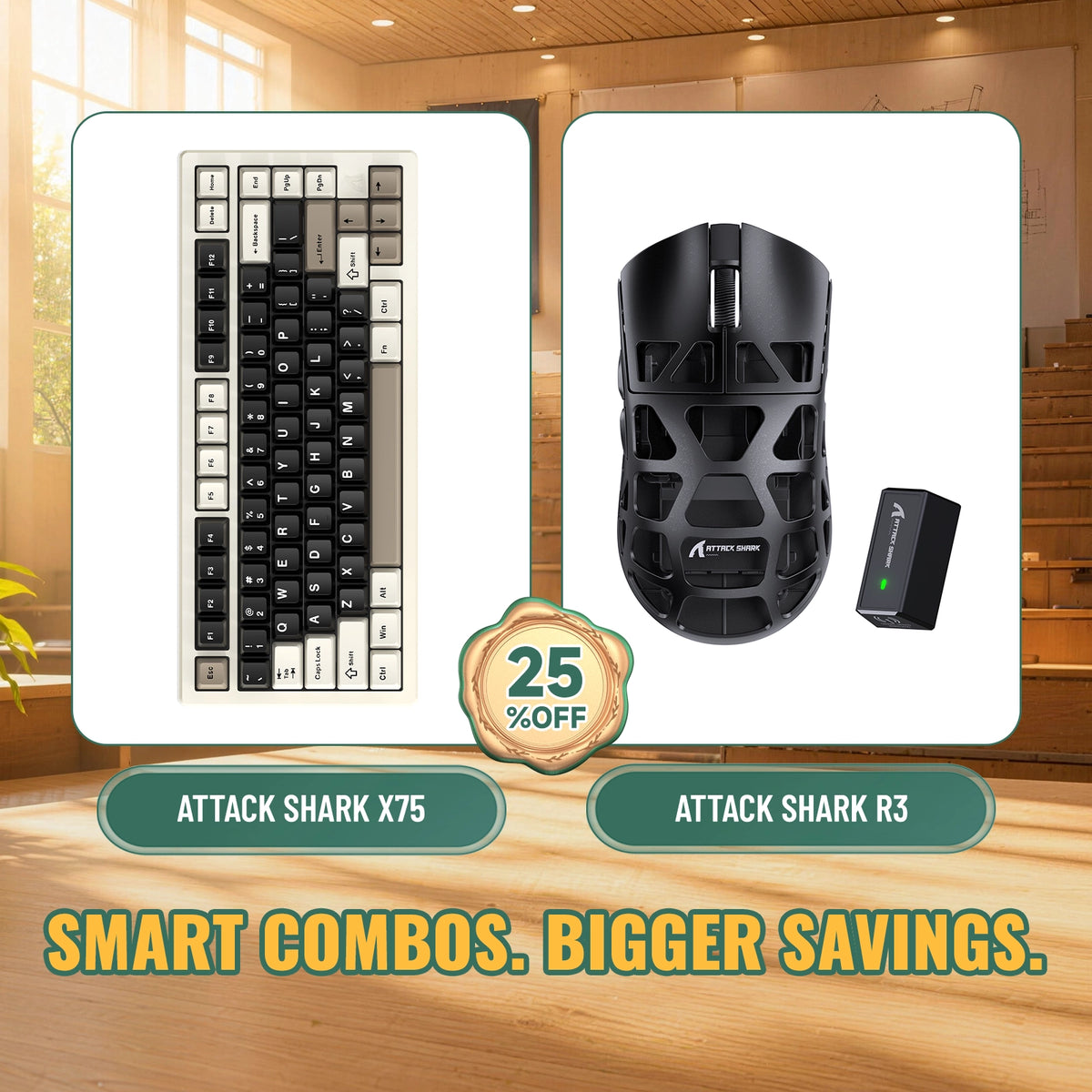 ATTACK SHARK X75 Full Aluminum Keyboard + R3 Magnesium Alloy Gaming Mouse Bundle