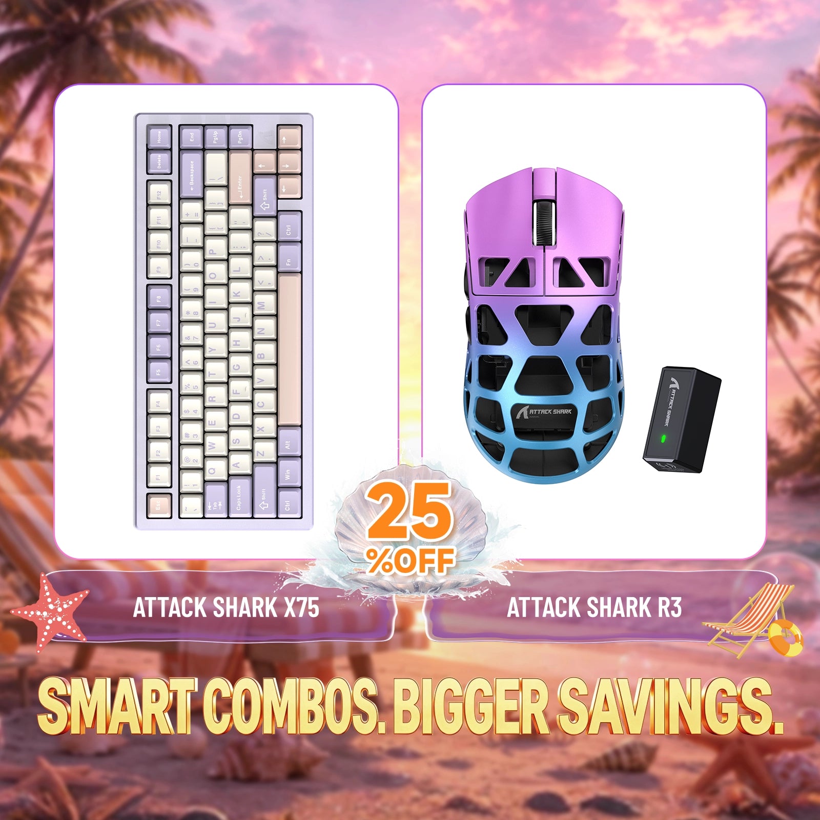 ATTACK SHARK X75 Full Aluminum Keyboard + R3 Magnesium Alloy Gaming Mouse Bundle