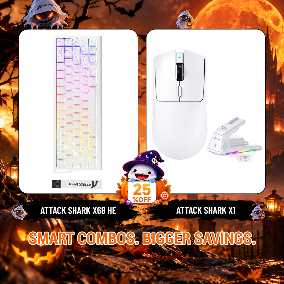 ATTACK SHARK X68HE Rapid Trigger Keyboard + X1 Wireless Gaming Mouse Bundle
