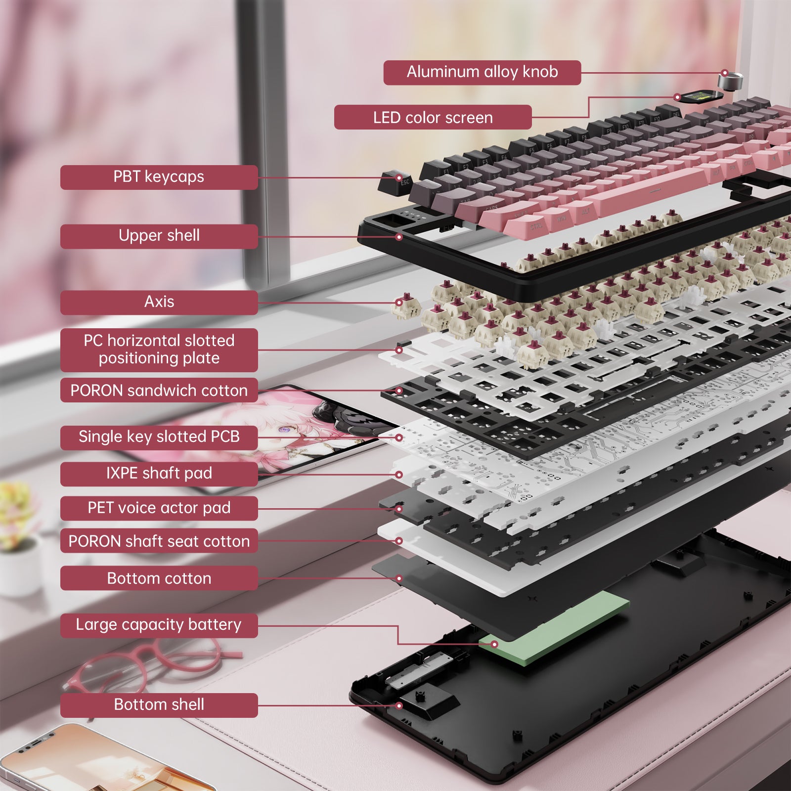 ATTACK SHARK X98PRO Gaming-Tastatur und C01 USB-C-Spiralkabel