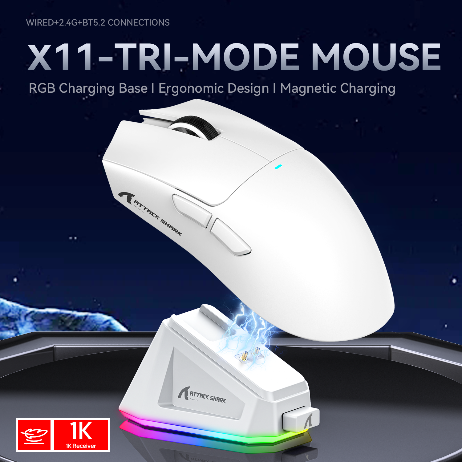 ATTACK SHARK X11 Wireless Gaming Mouse with Charging Dock