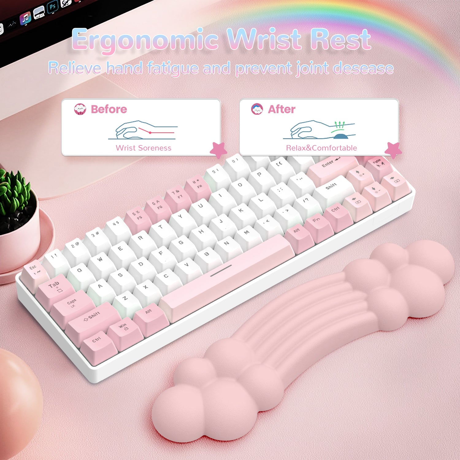 ATTACK SHARK X MAMBASNAKE Rainbow Cloud Keyboard Wrist Rest