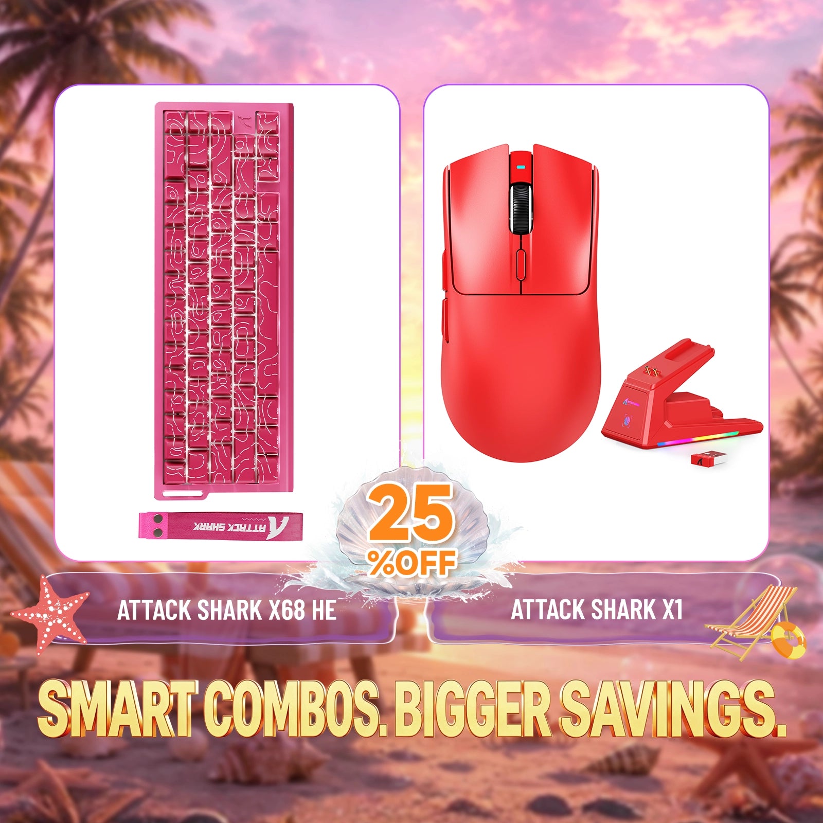 ATTACK SHARK X68HE Rapid Trigger Keyboard + X1 Wireless Gaming Mouse Bundle