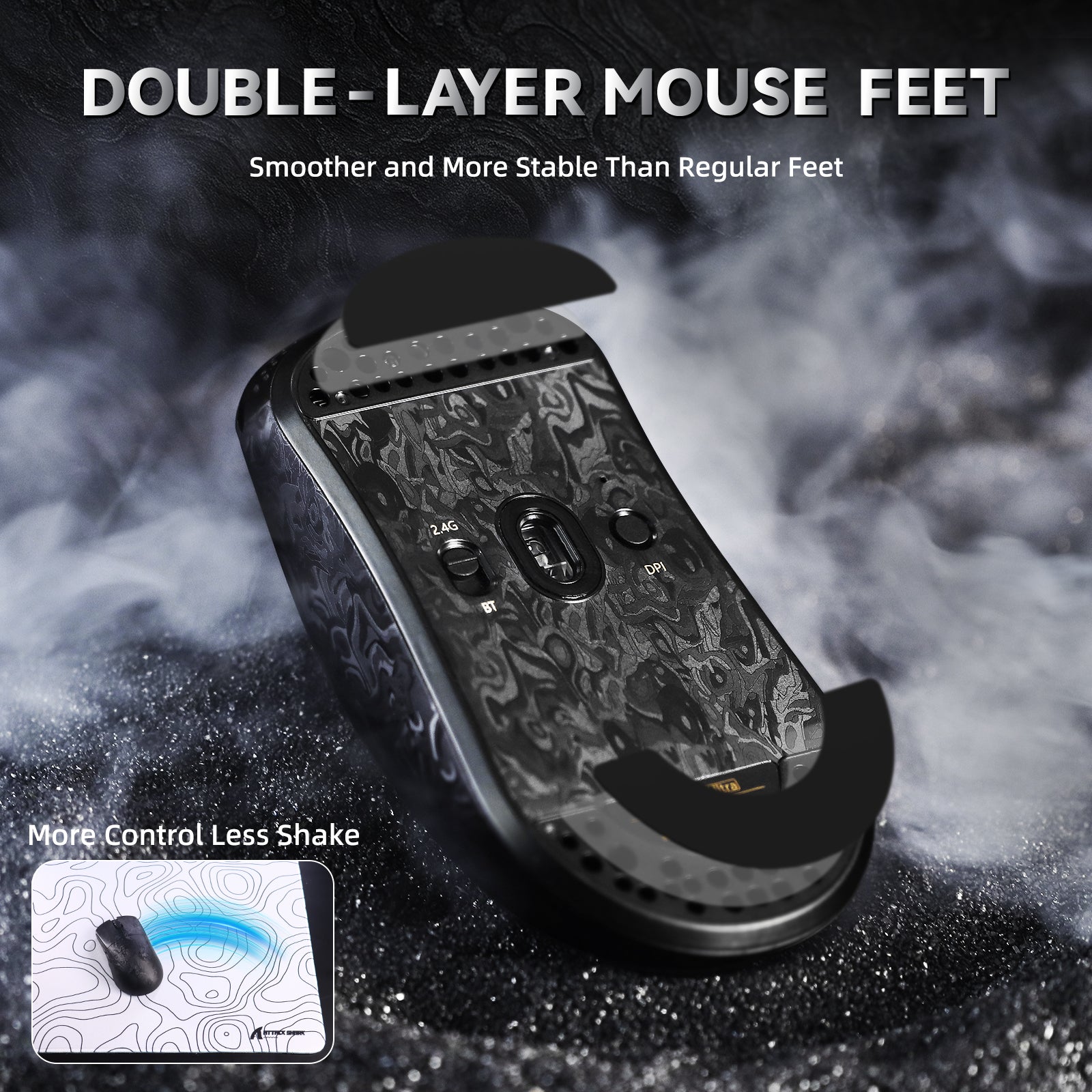 ATTACK SHARK R11 ULTRA Carbon Fiber Wireless 8K PAW3950MAX Gaming Mouse with C06 Ultra LED Cable