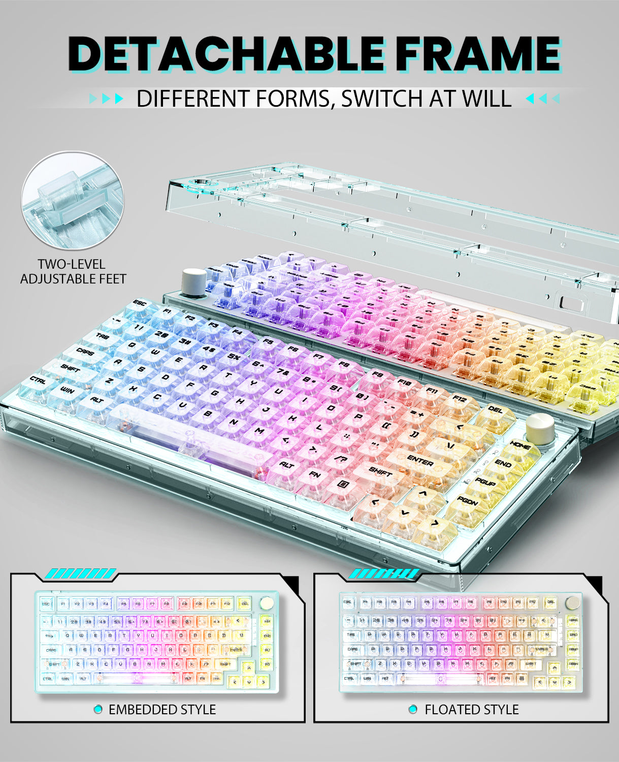 ATTACK SHARK MK32 Transparent Mechanical Keyboard