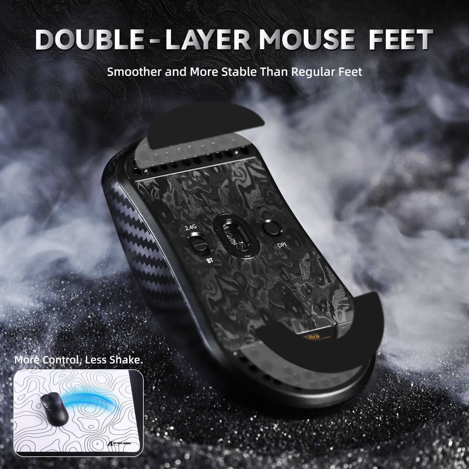 ATTACK SHARK R11 ULTRA Carbon Fiber Wireless 8K PAW3950MAX Gaming Mouse with C06 Ultra LED Cable