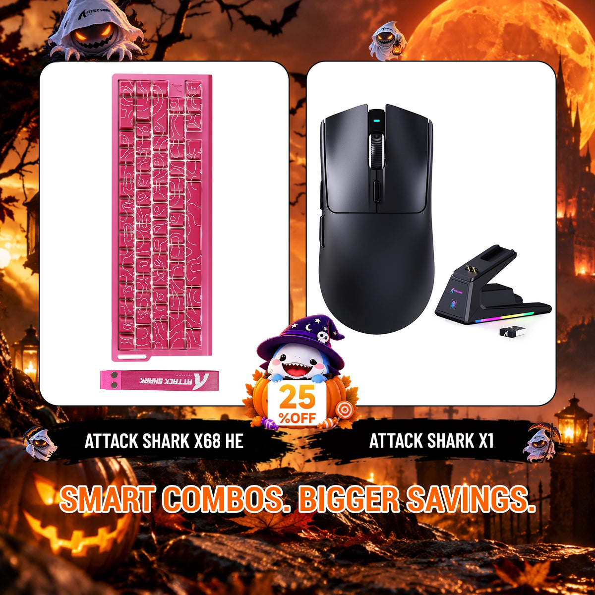 ATTACK SHARK X68HE Rapid Trigger Keyboard + X1 Wireless Gaming Mouse Bundle