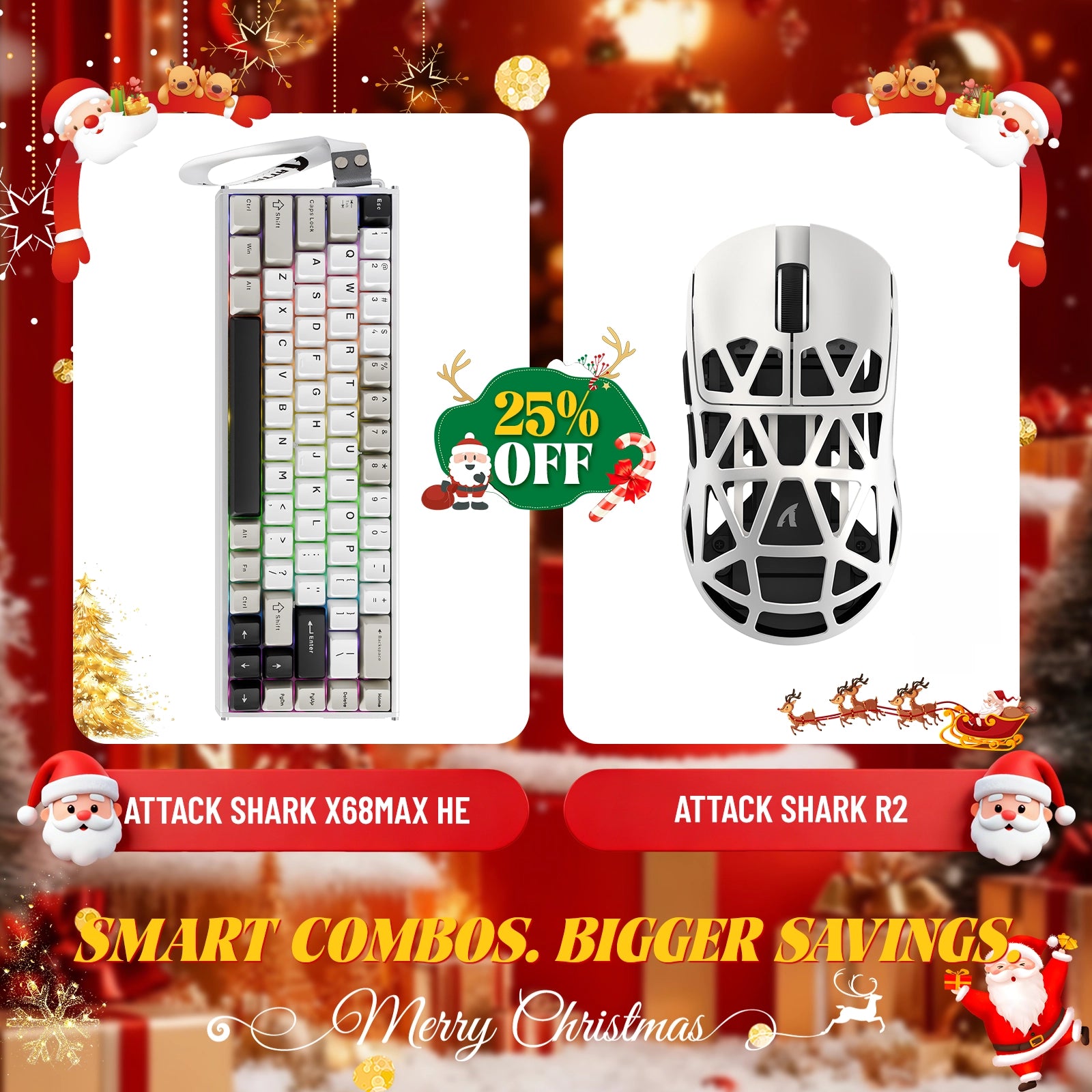 ATTACK SHARK X68MAX HE Rapid Trigger Aluminum Keyboard + R2 Magnesium Alloy Wireless Gaming Mouse Bundle