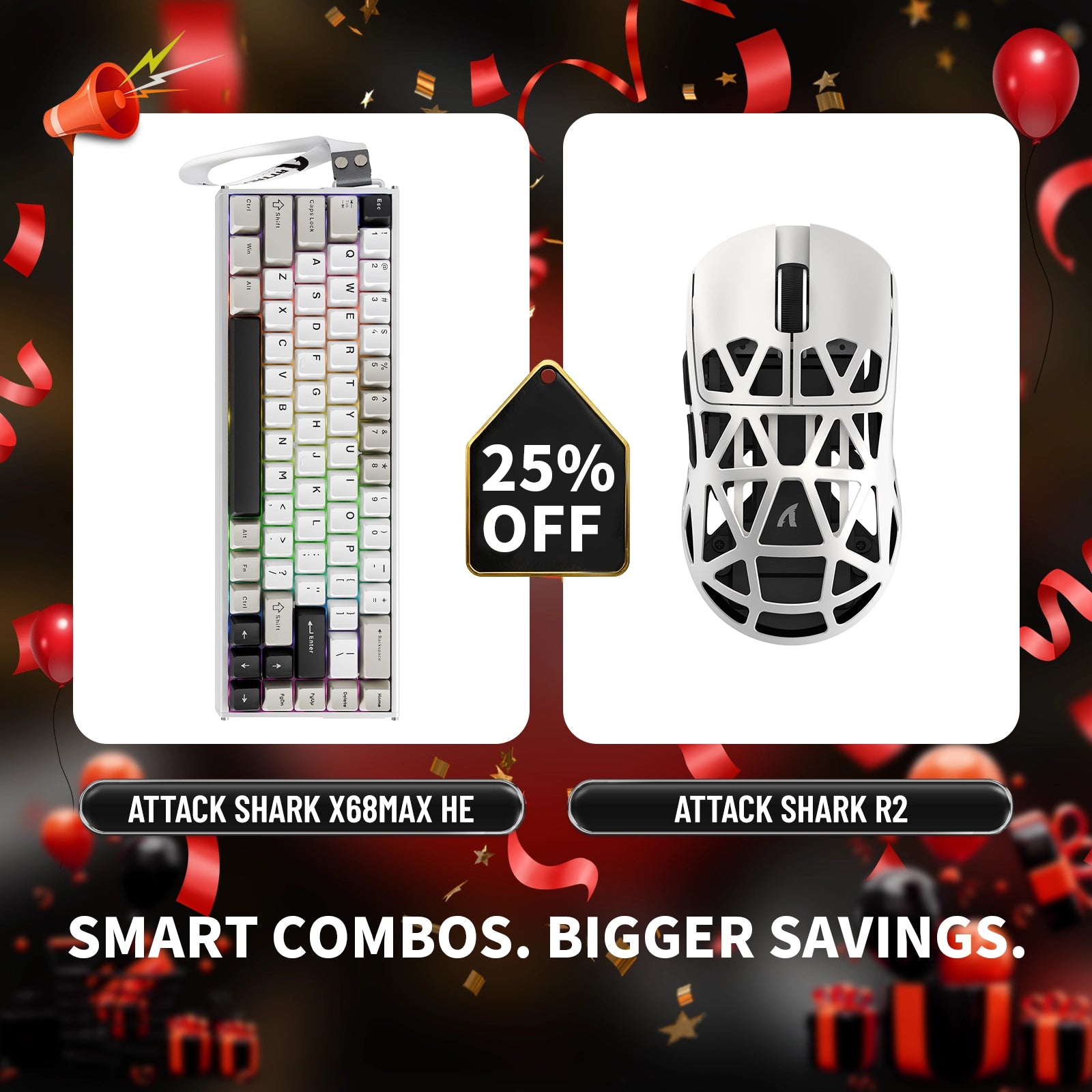 ATTACK SHARK X68MAX HE Rapid Trigger Aluminum Keyboard + R2 Magnesium Alloy Wireless Gaming Mouse Bundle
