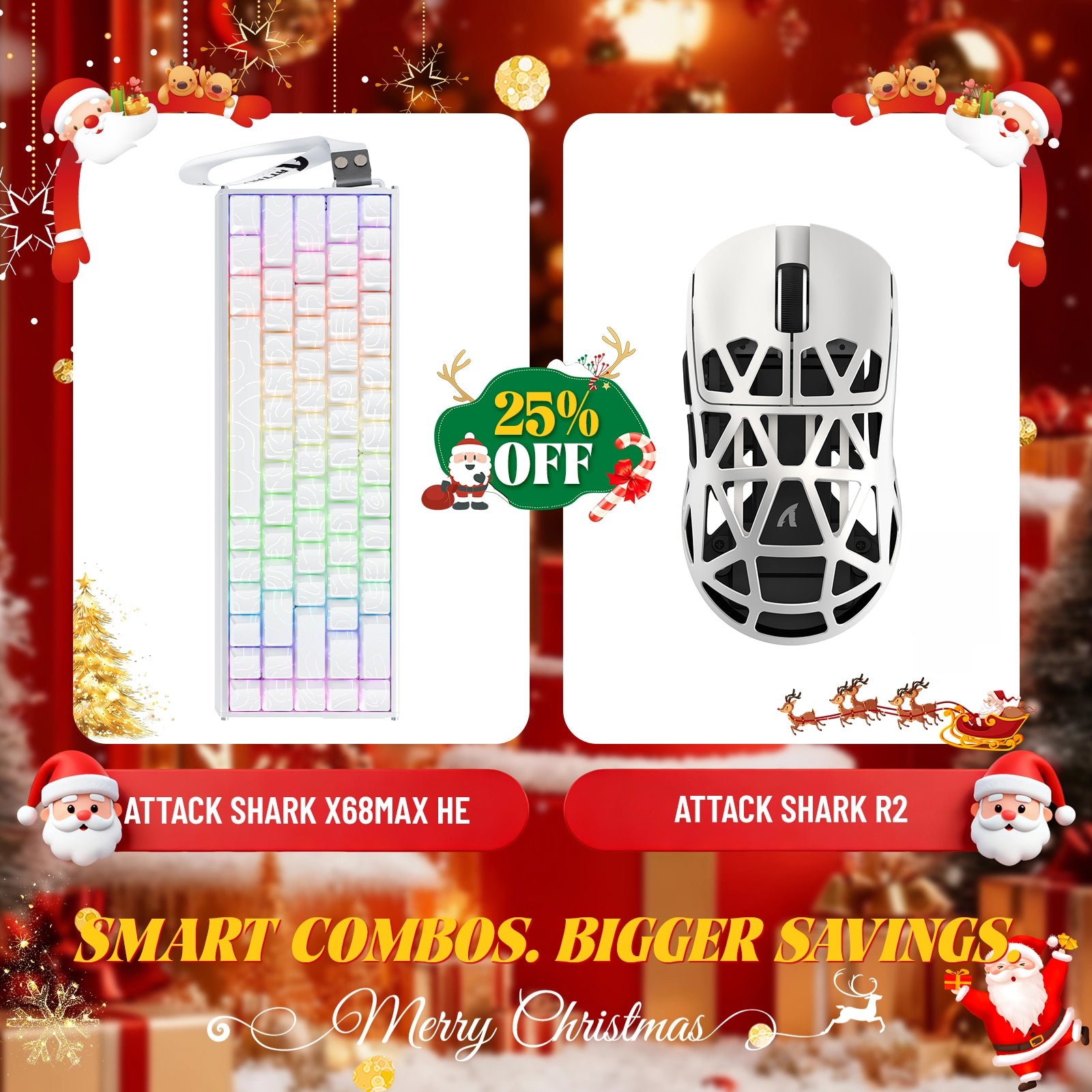 ATTACK SHARK X68MAX HE Rapid Trigger Aluminum Keyboard + R2 Magnesium Alloy Wireless Gaming Mouse Bundle