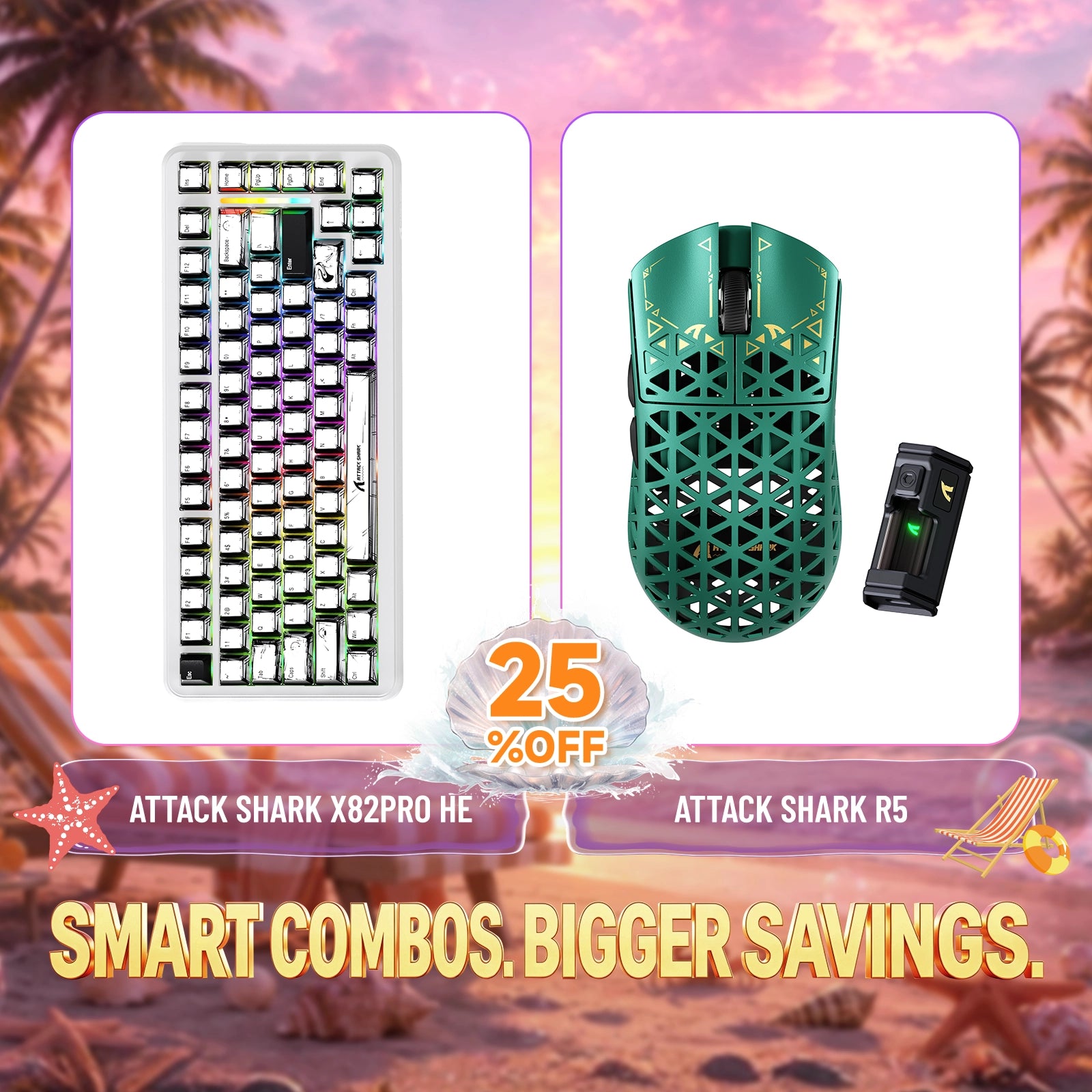 ATTACK SHARK X82PRO HE Rapid Trigger Keyboard + R5 Carbon Fiber Wireless Gaming Mouse Bundle