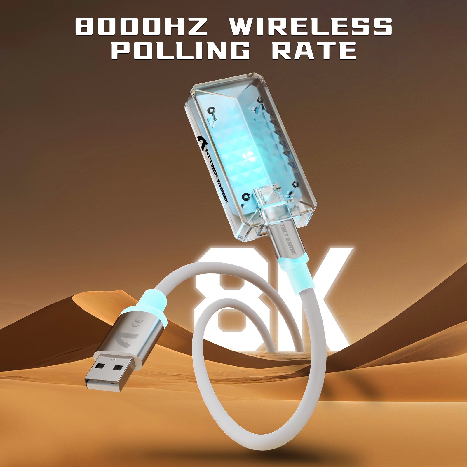 ATTACK SHARK V5 8KHz Wireless PAW3950MAX Gaming Mouse with C06 Ultra Cable