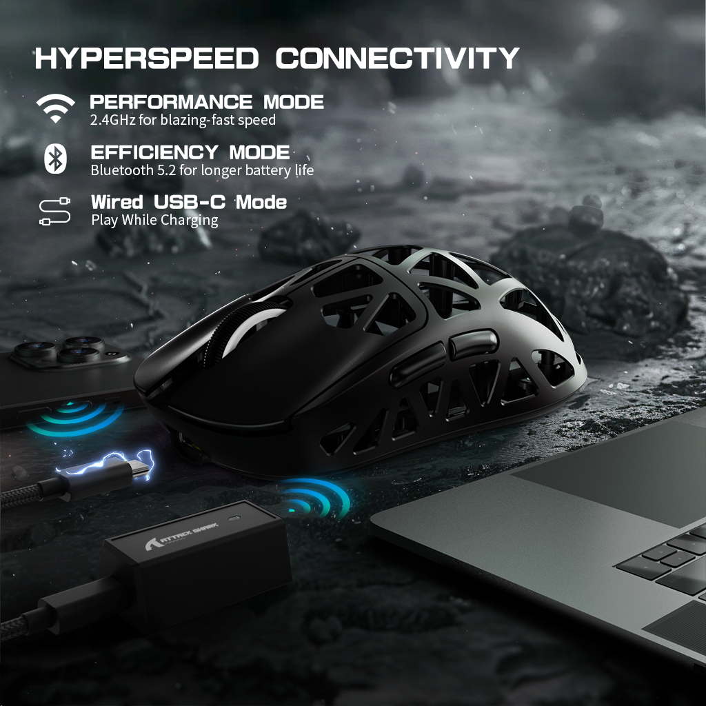 ATTACK SHARK R2PRO Magnesium Alloy PAW3950 Gaming Mouse 8K with Mouse Coiled Cable (Not Include the Charging Dock)