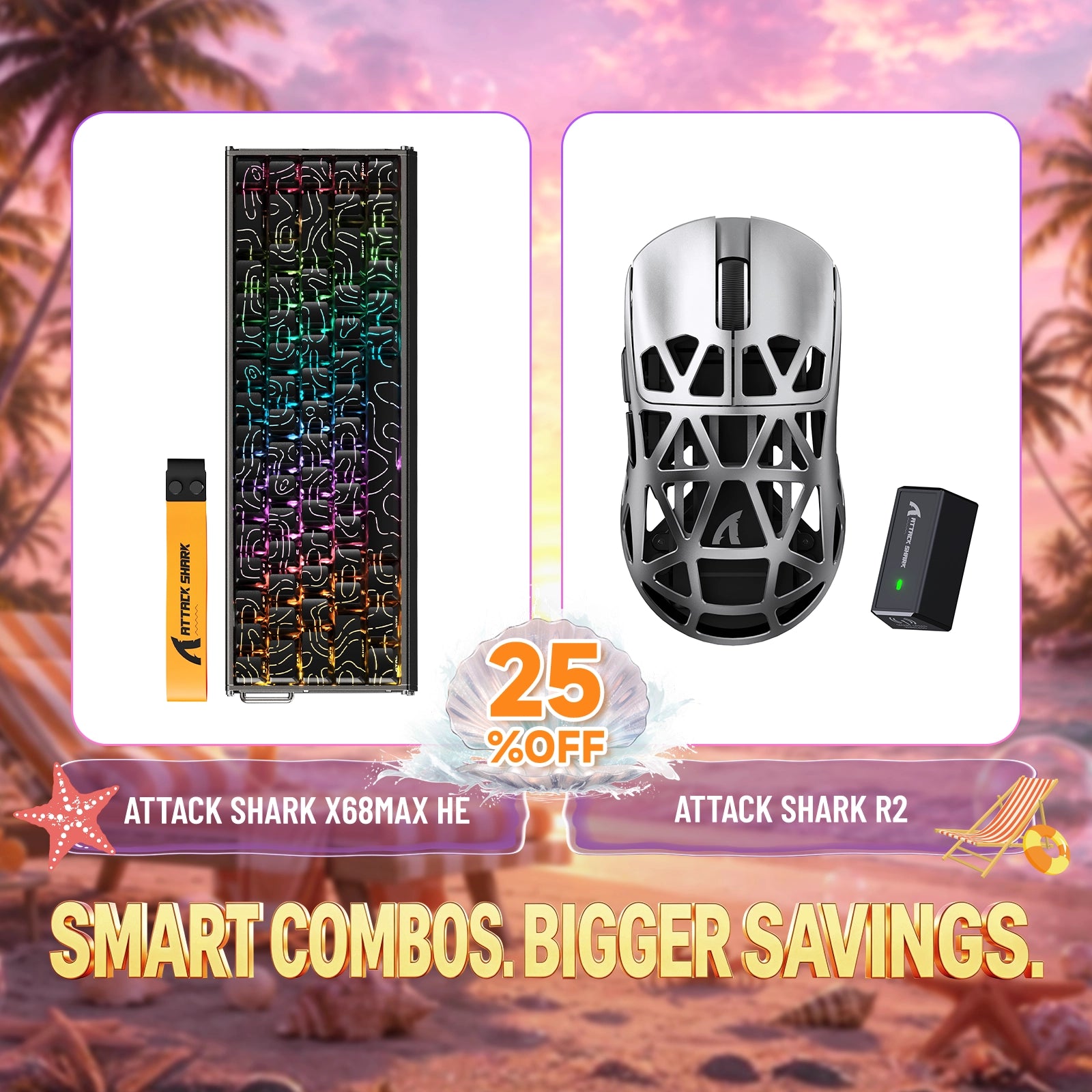 ATTACK SHARK X68MAX HE keyboard and R2 wireless mouse bundle, 25% off