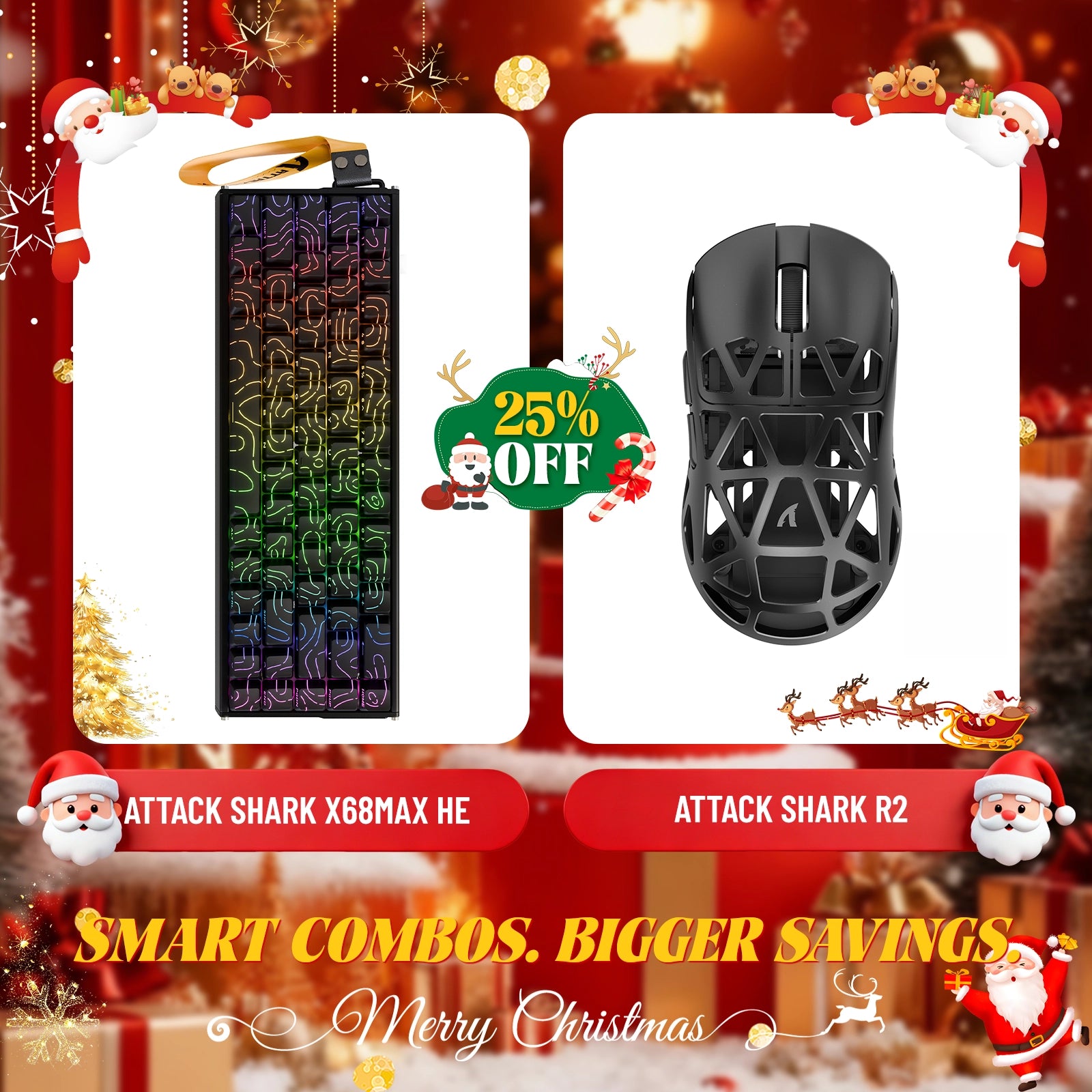 ATTACK SHARK X68MAX HE Rapid Trigger Aluminum Keyboard + R2 Magnesium Alloy Wireless Gaming Mouse Bundle