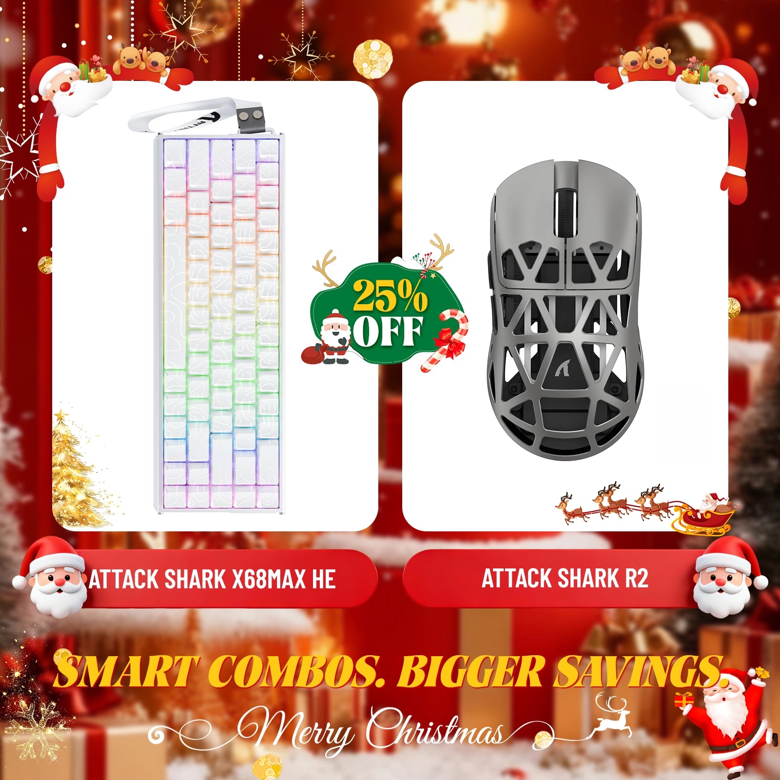 ATTACK SHARK X68MAX HE Rapid Trigger Aluminum Keyboard + R2 Magnesium Alloy Wireless Gaming Mouse Bundle