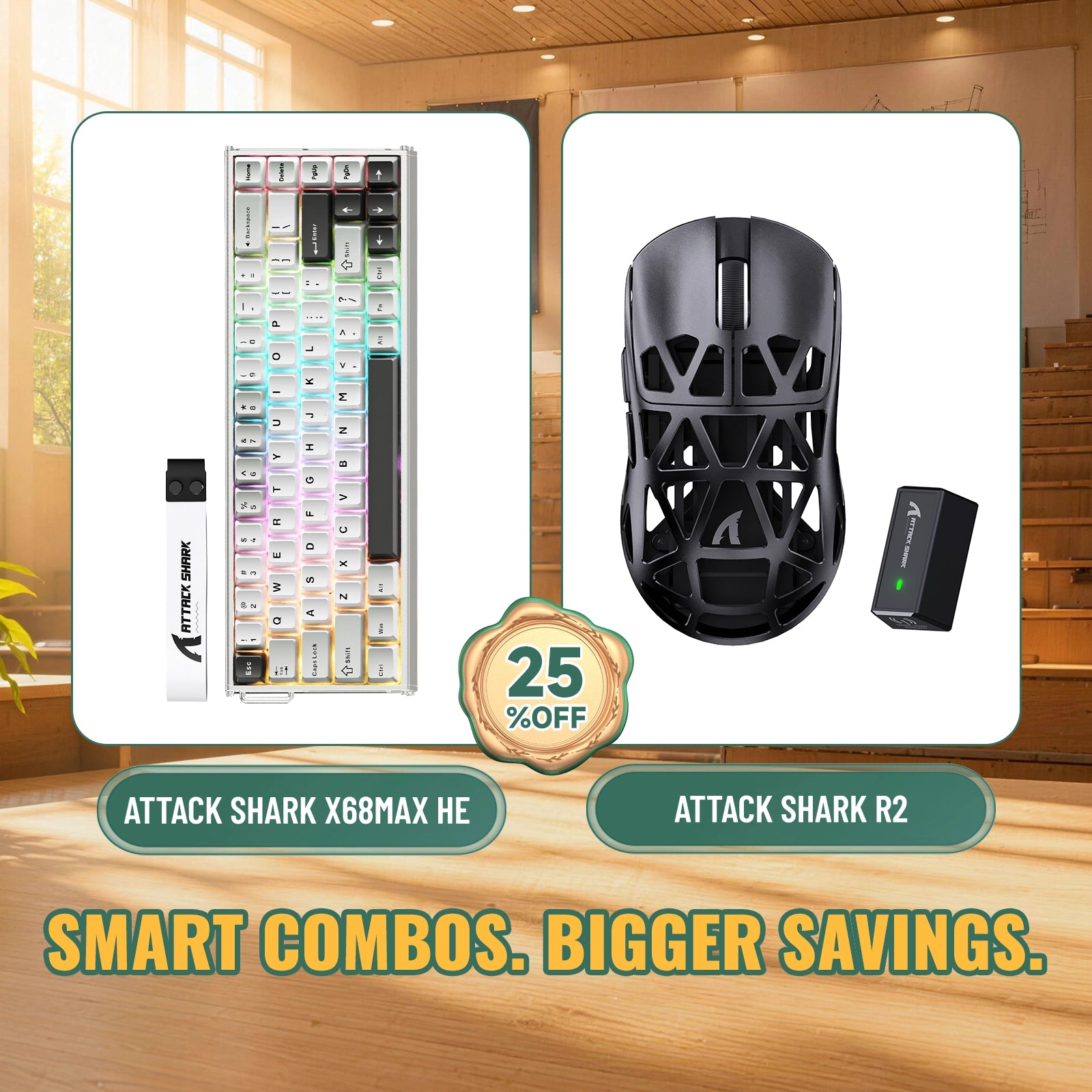 ATTACK SHARK X68MAX HE Rapid Trigger Aluminum Keyboard + R2 Magnesium Alloy Wireless Gaming Mouse Bundle