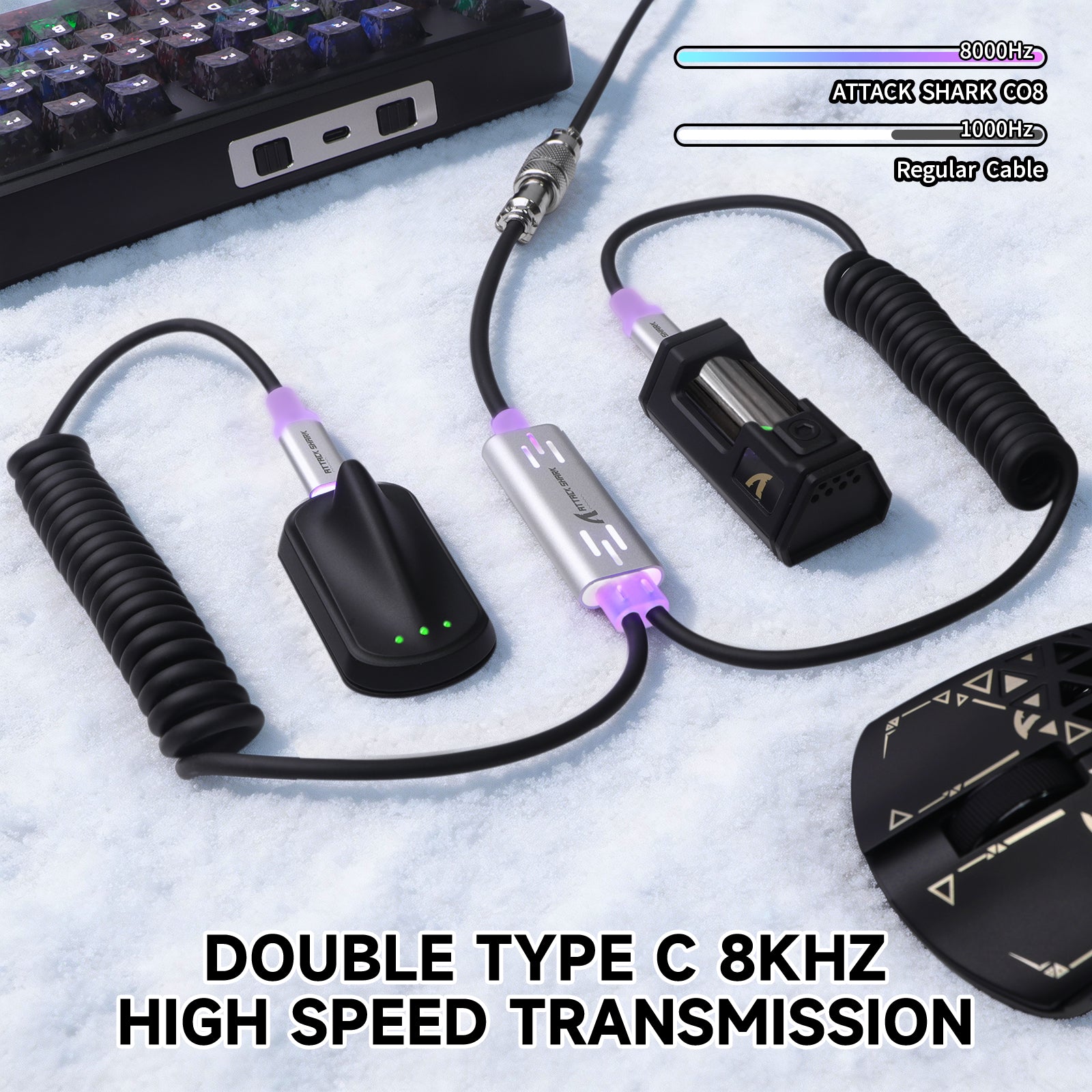 ATTACK SHARK C08 2-in-1 Custom Aviation Cable for 8kHz Magnetic Keyboards