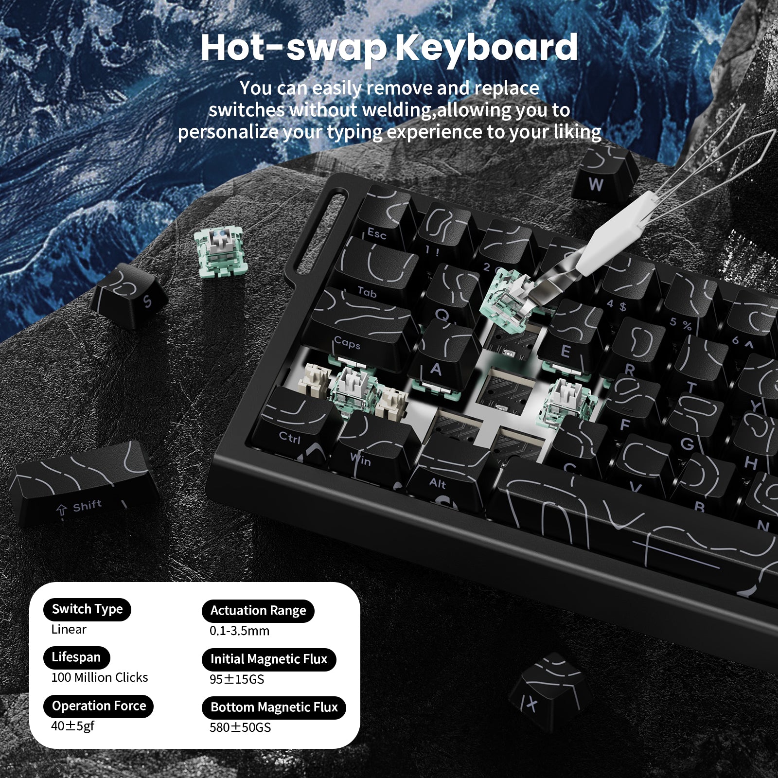 ATTACK SHARK X68 HE Rapid Trigger Keyboard Magnetic Switch with C01PRO Coiled Cable