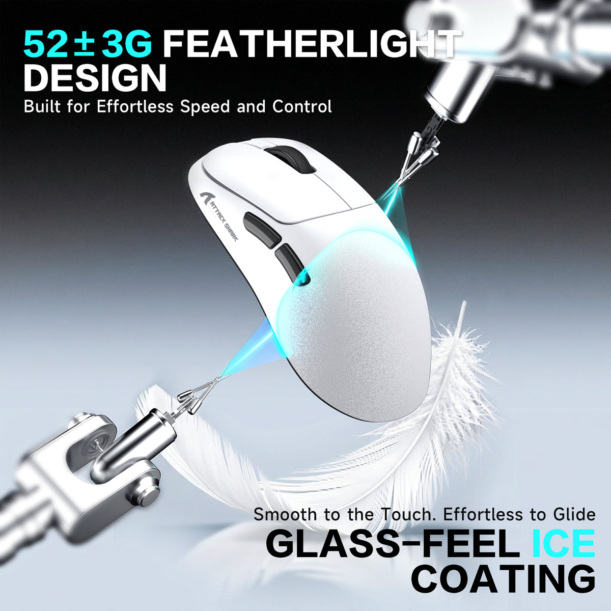 ATTACK SHARK V2 AIR PAW3955MAX Ergonomic Wireless Gaming Mouse with C06 Ultra Cable