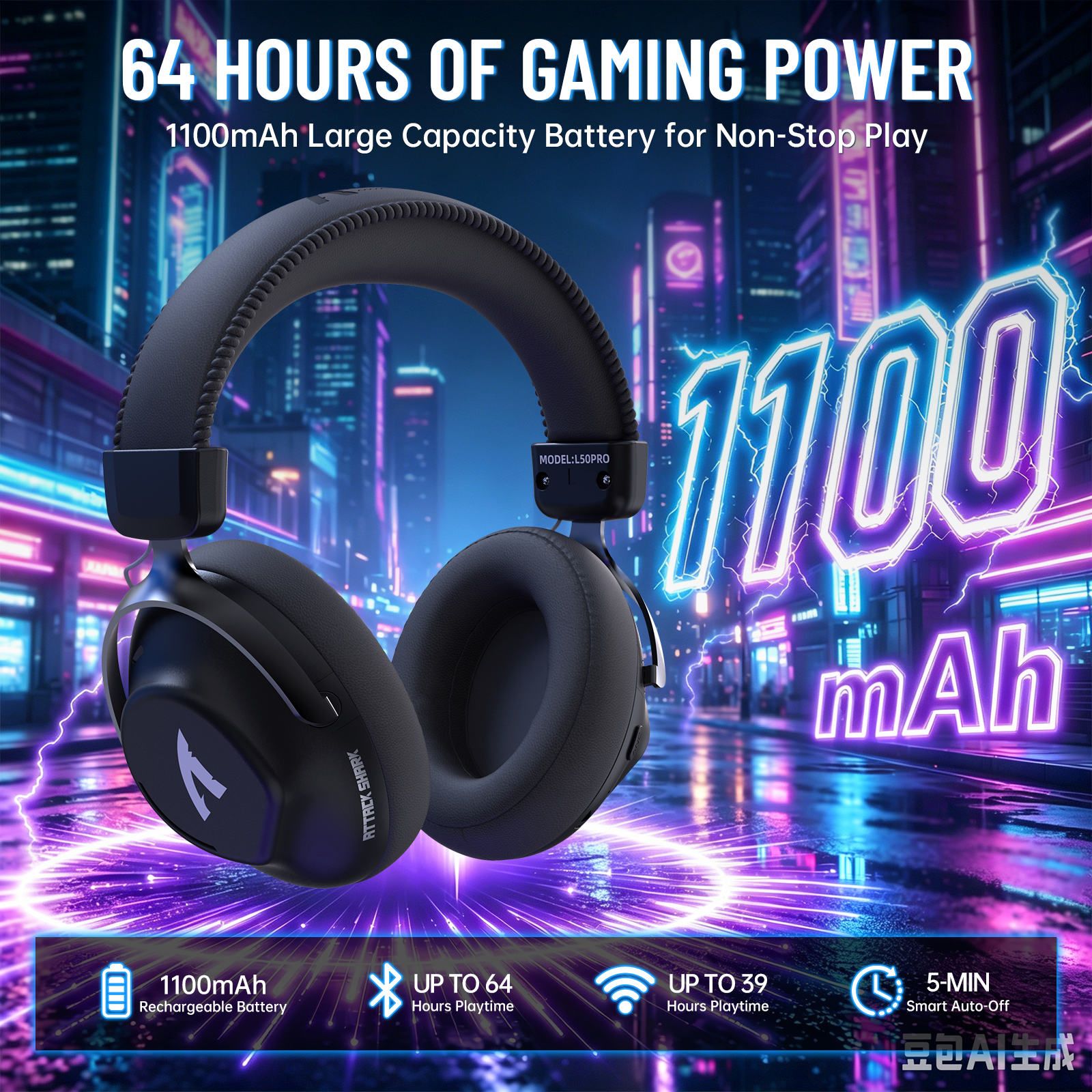 ATTACK SHARK L50 PRO Tri-Mode Wireless Gaming Headset