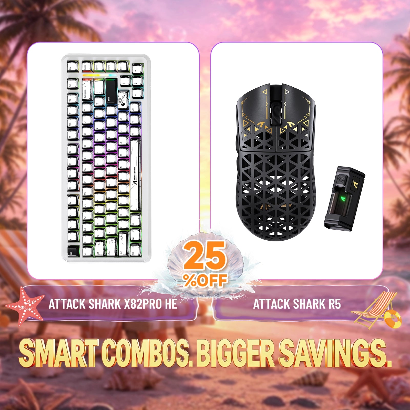 ATTACK SHARK X82PRO HE Rapid Trigger Keyboard + R5 Carbon Fiber Wireless Gaming Mouse Bundle