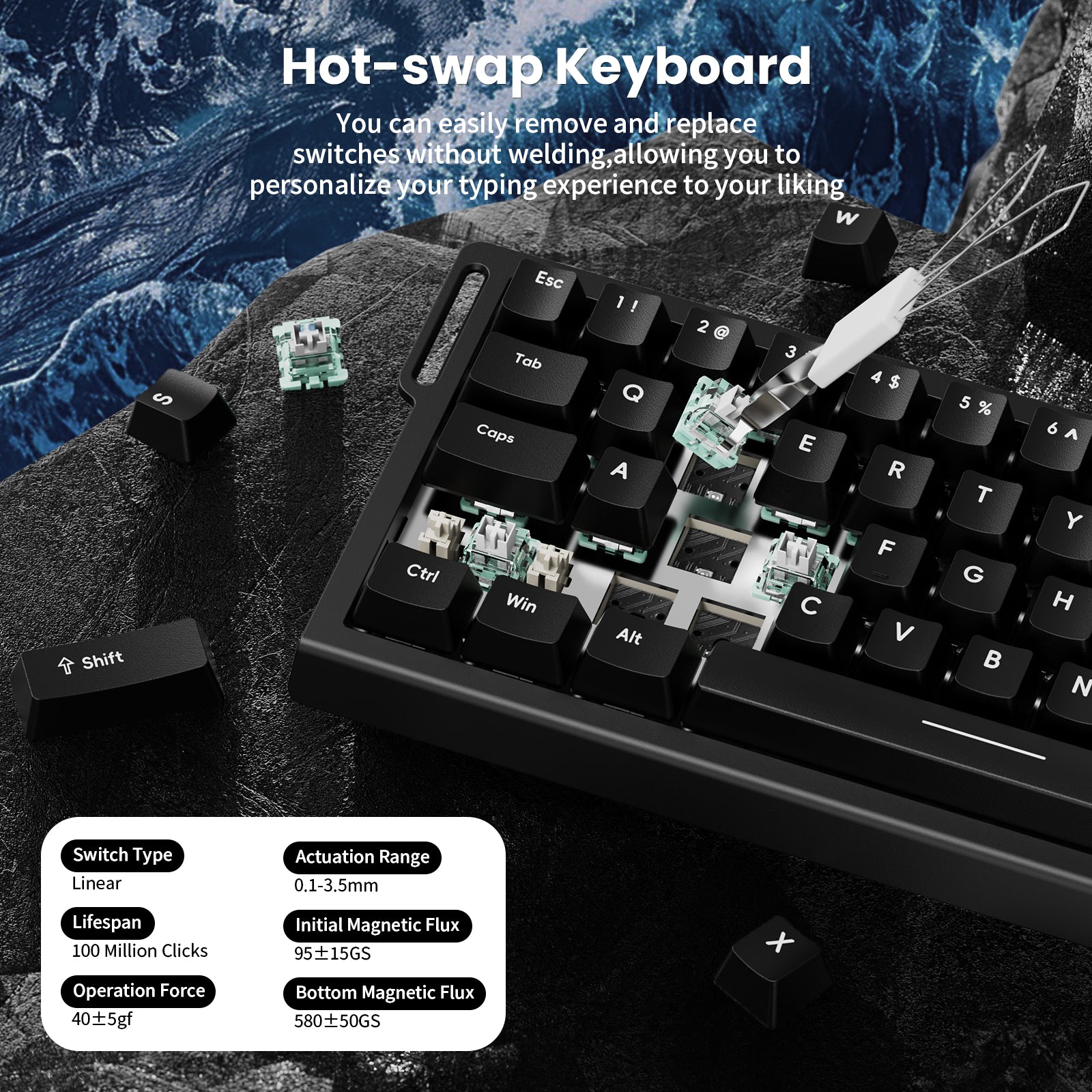 ATTACK SHARK X68 HE Rapid Trigger Keyboard Magnetic Switch with C01PRO Coiled Cable