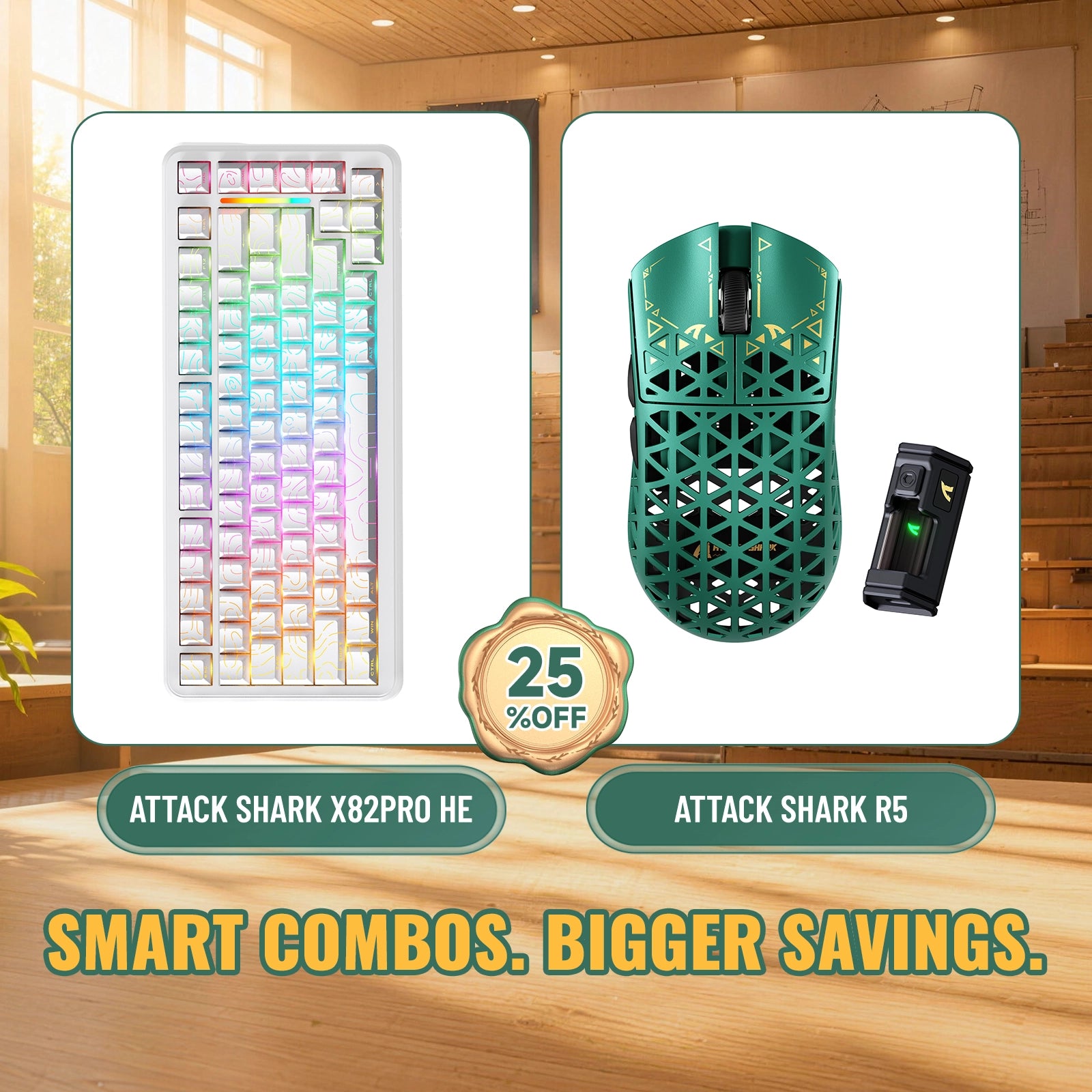 ATTACK SHARK X82 PRO HE Rapid Trigger Keyboard + R5 Carbon Fiber Wireless Gaming Mouse Bundle