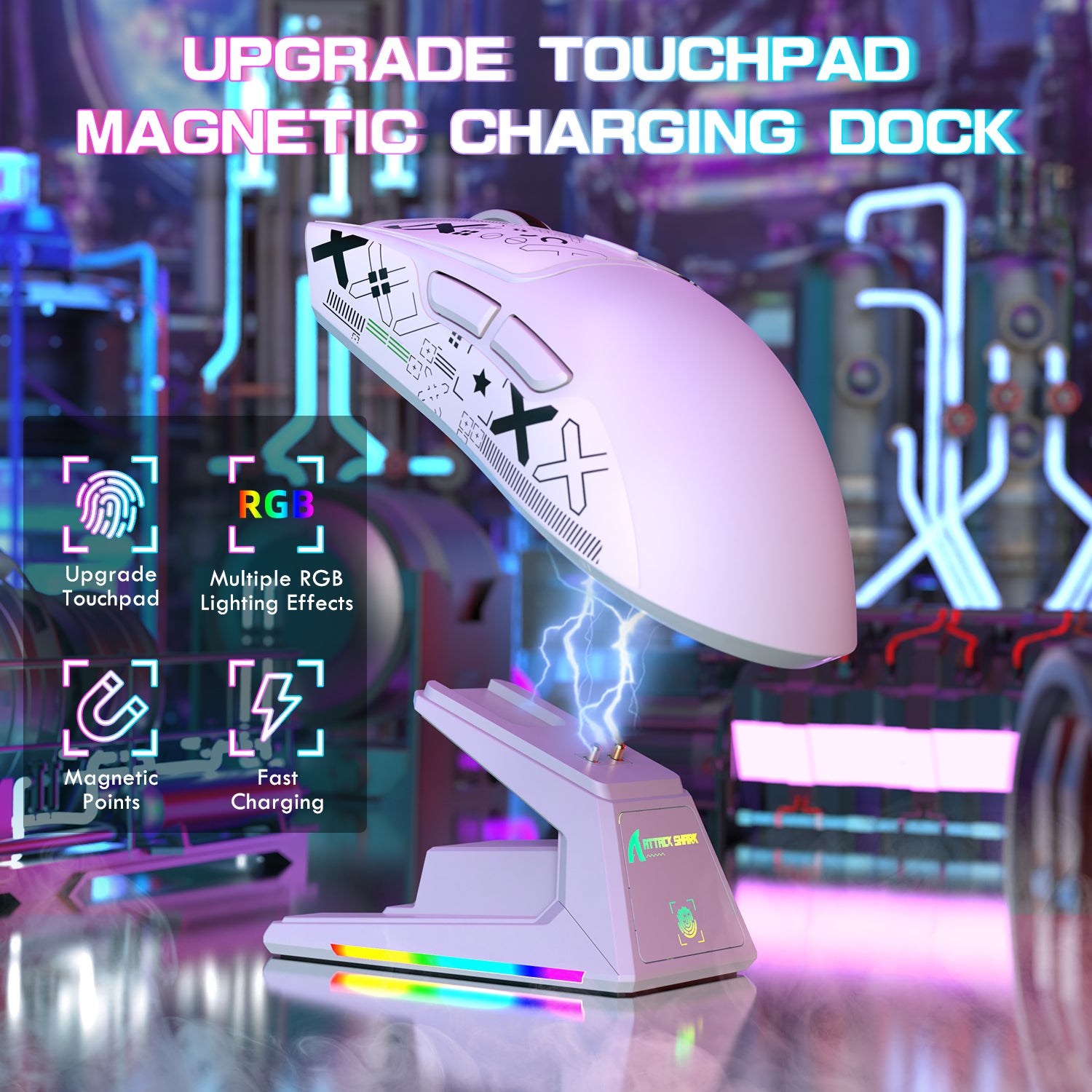 ATTACK SHARK X1 Tri-mode Gaming Mouse With Touchpad RGB Charging Dock PAW3395PRO Sensor