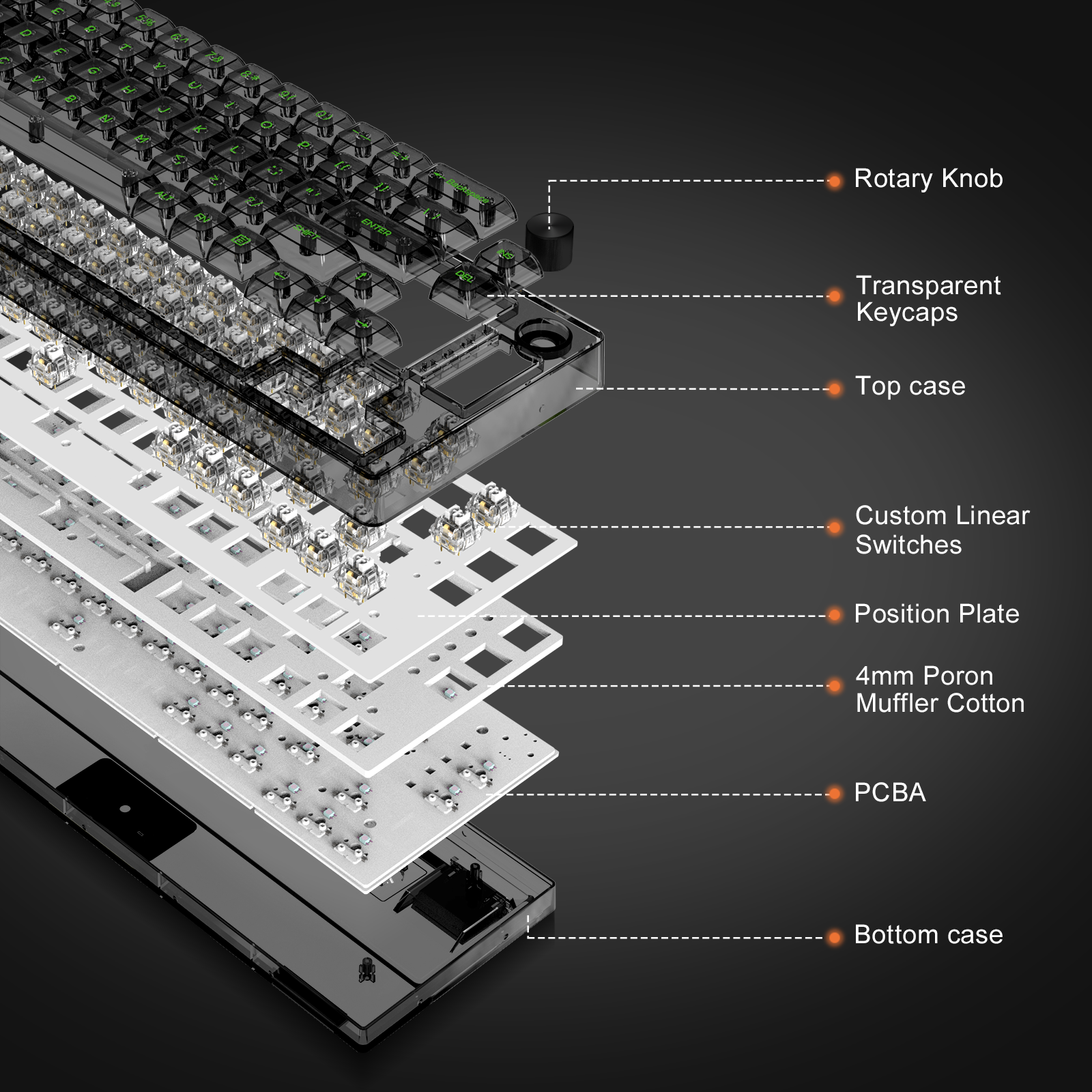 ATTACK SHARK MK31 Transparent Mechanical Gaming Keyboard