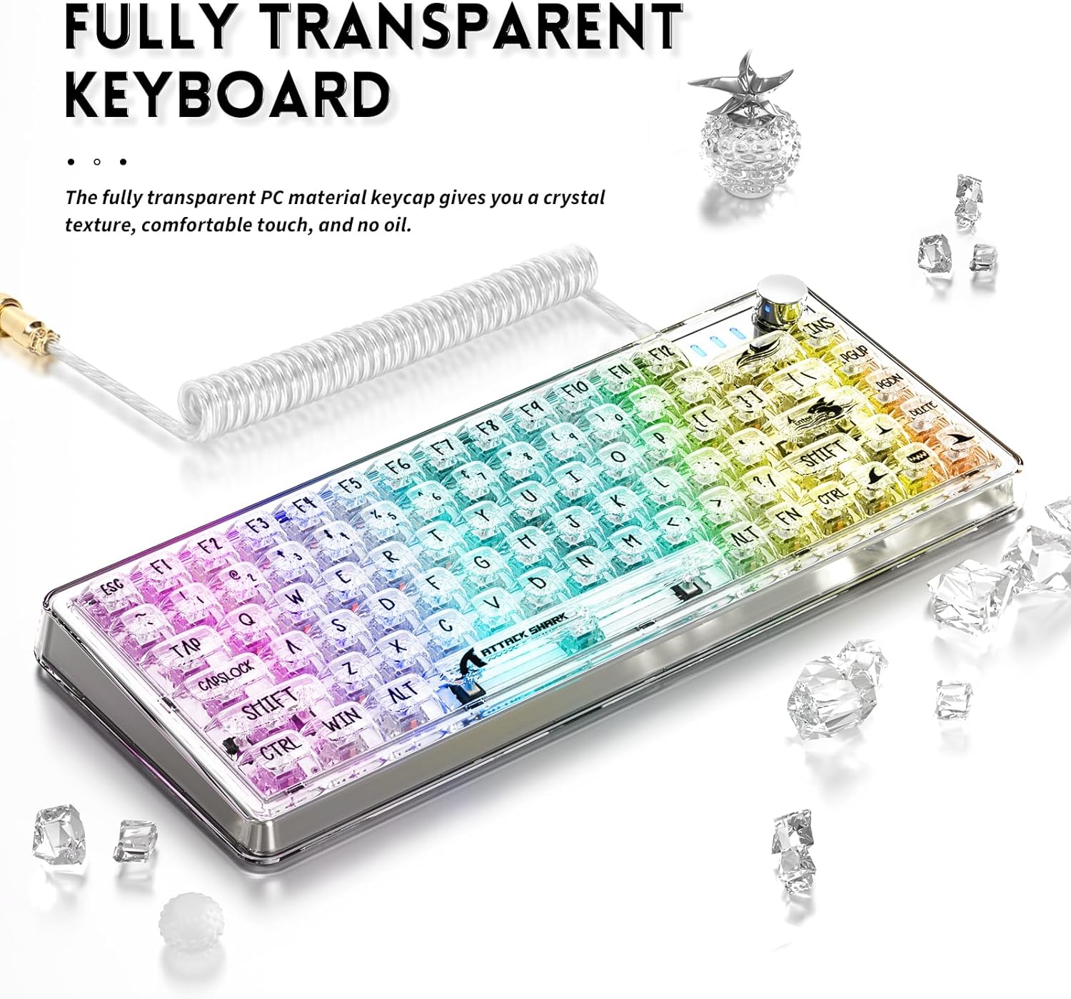 ATTACK SHARK K75 Transparent Mechanical Keyboard